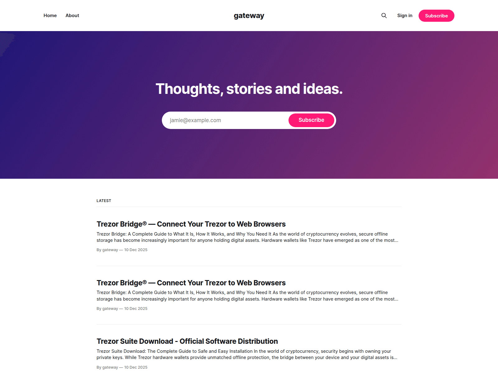 Screenshot of gateway.ghost.io