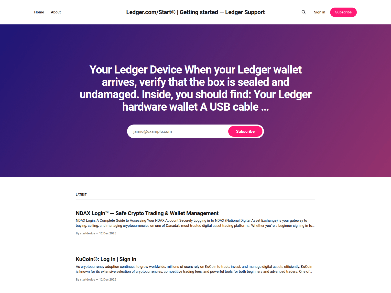 Screenshot of startdevice.ghost.io
