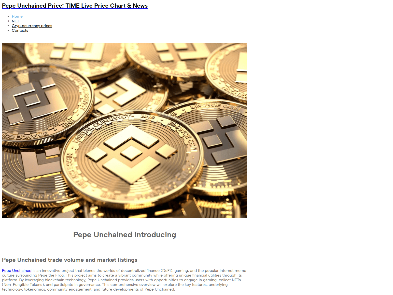 Screenshot of pepe-unchained-official.github.io