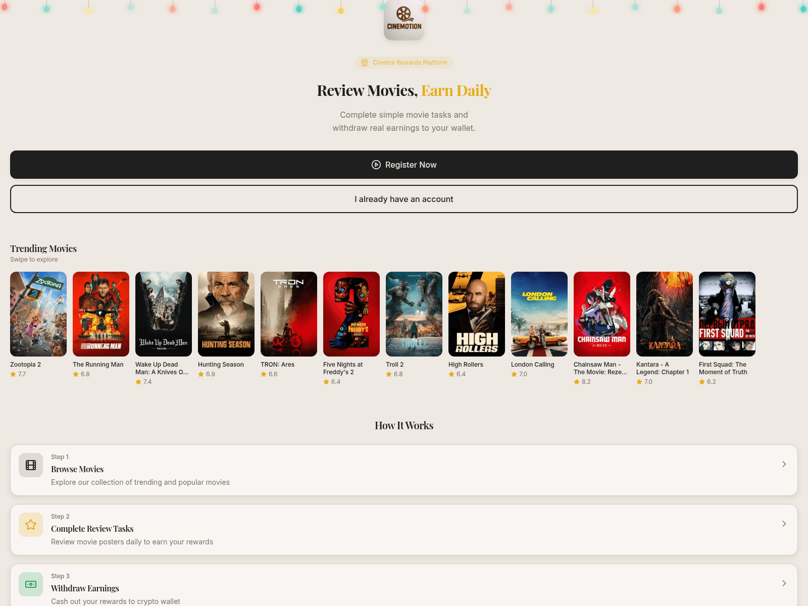 Screenshot of cinemotion.app