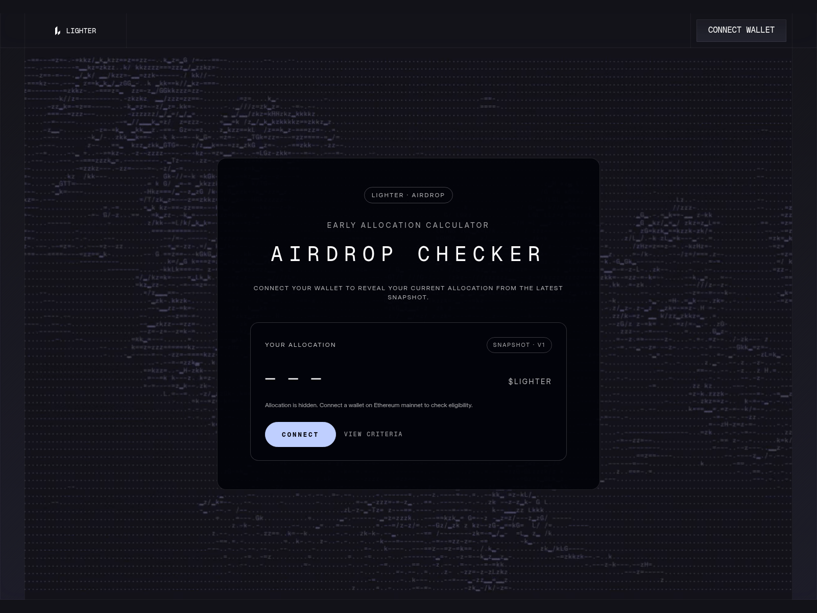 Screenshot of lighter.onchecks.xyz