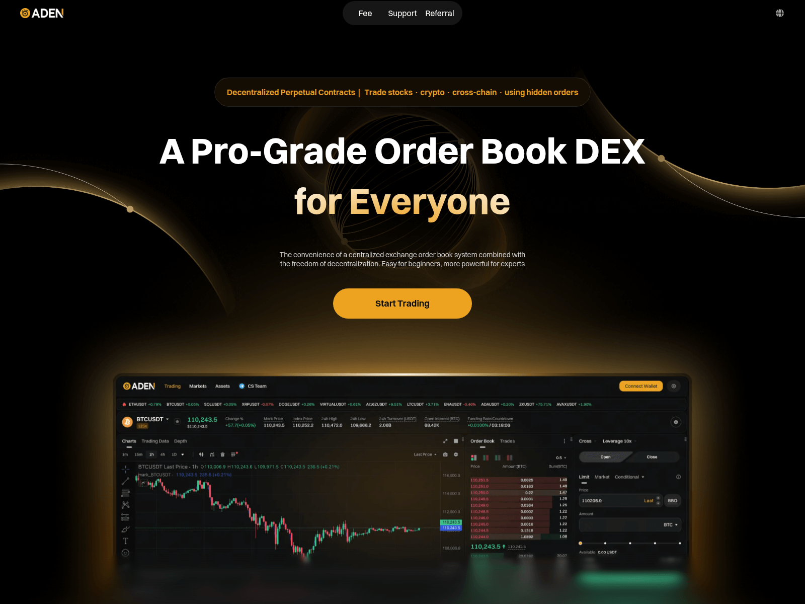 Screenshot of aden.exchange
