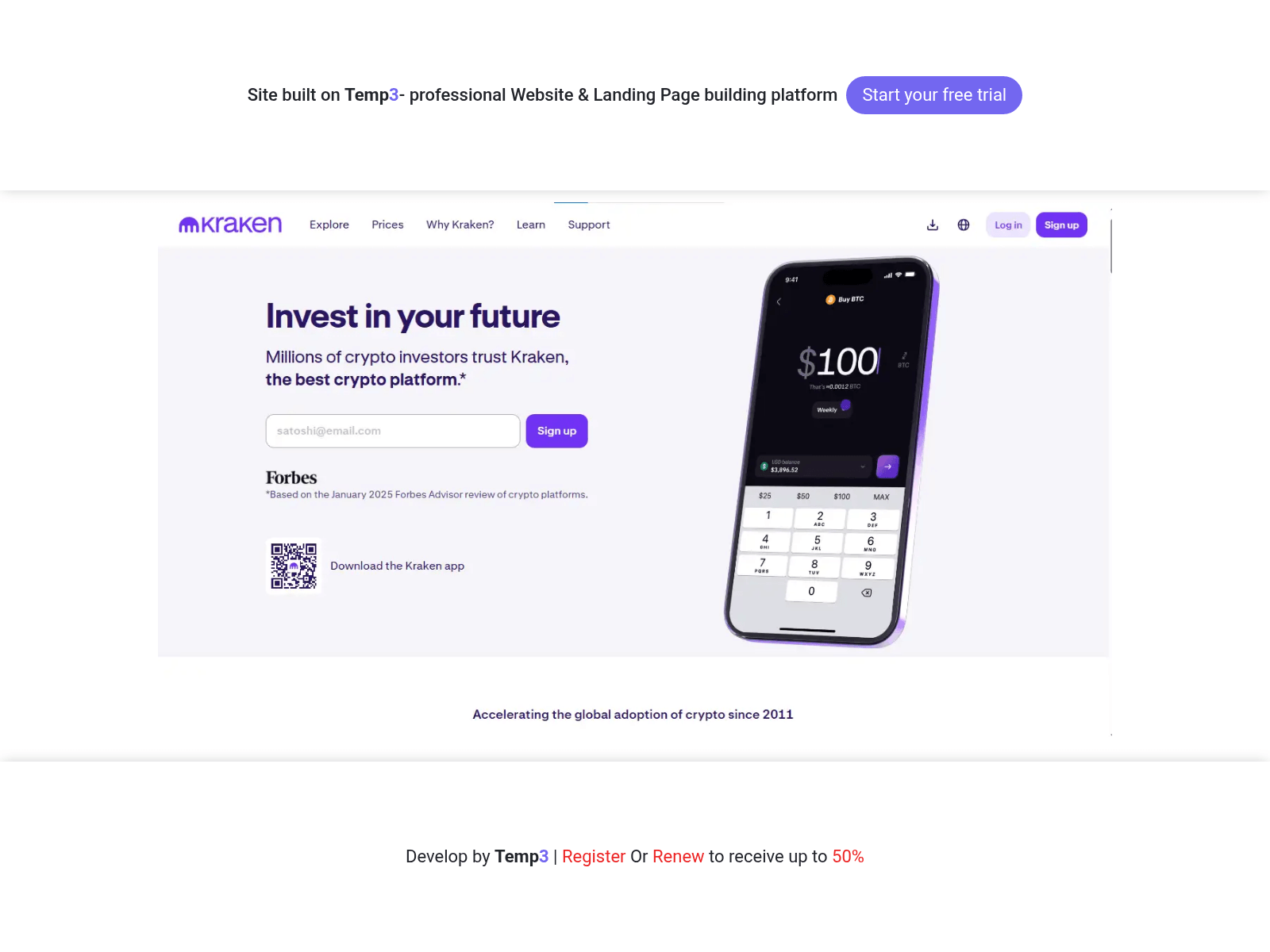 Screenshot of auth-kraken-com-auth.tem3.io