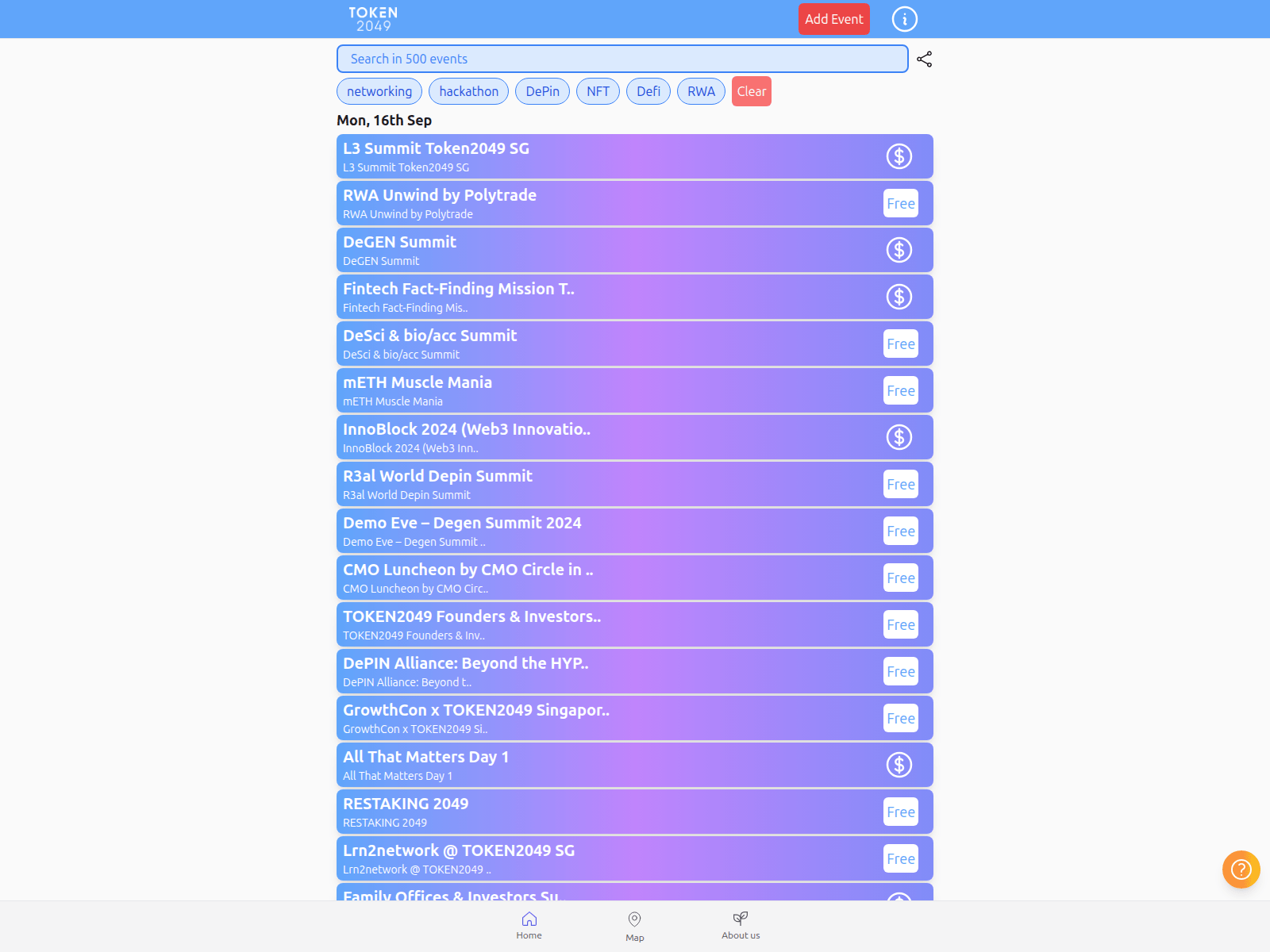 Screenshot of token2049sideevents.vercel.app