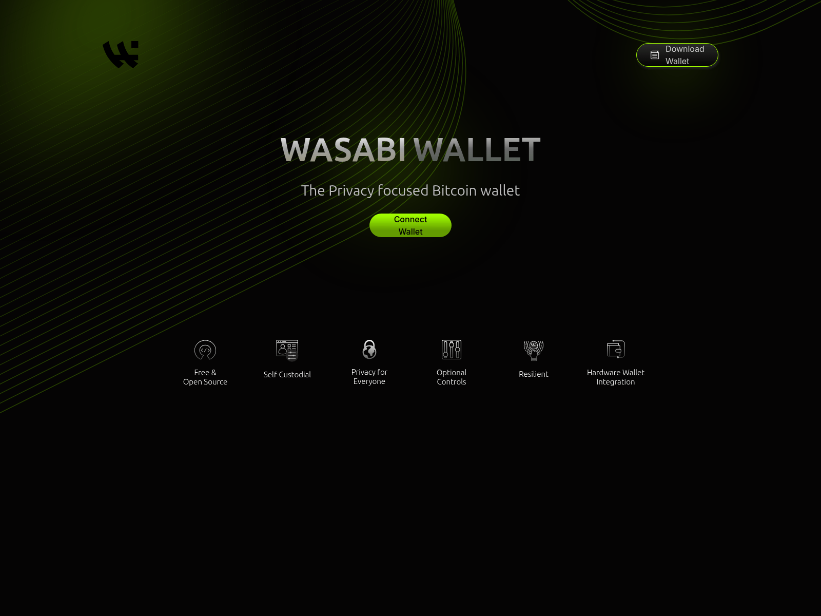 Screenshot of wasabiwallets.io