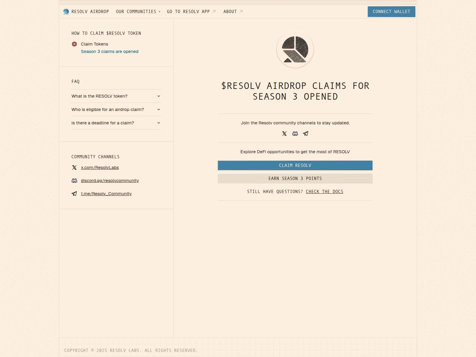 Screenshot of resolv-claimtoken.xyz