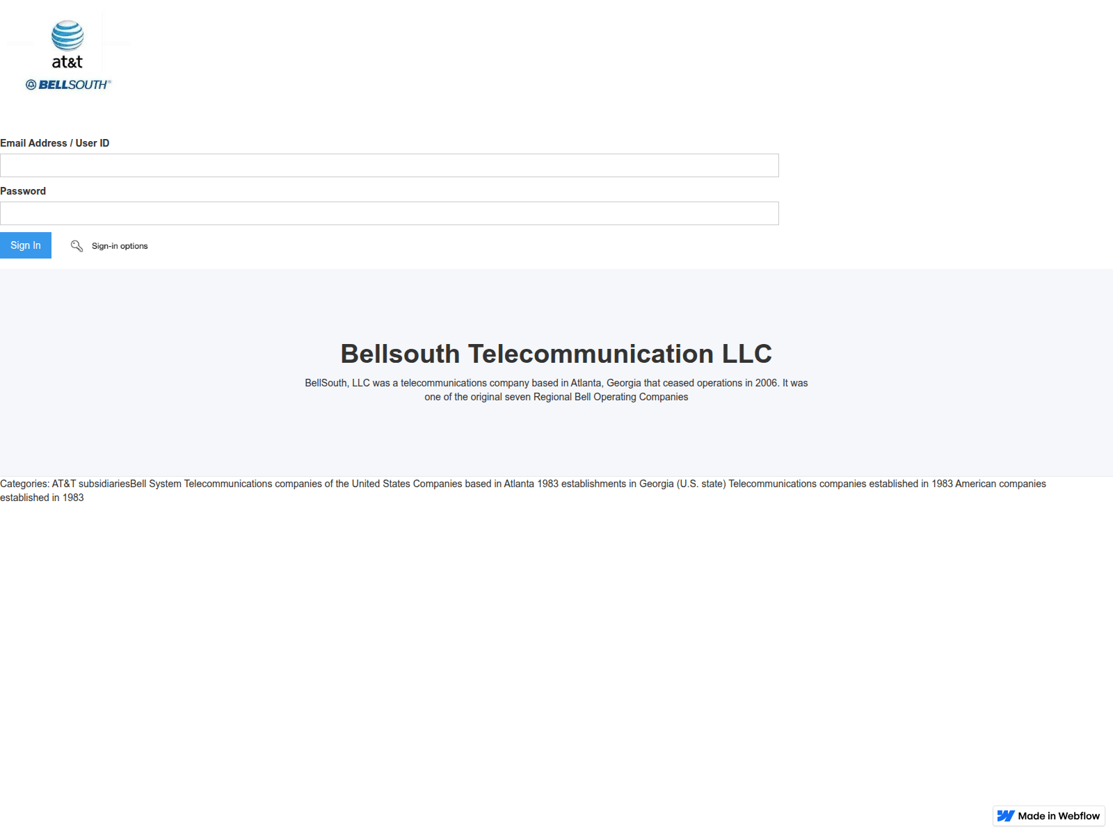 Screenshot of bellsouth-att-signing-a46195.webflow.io