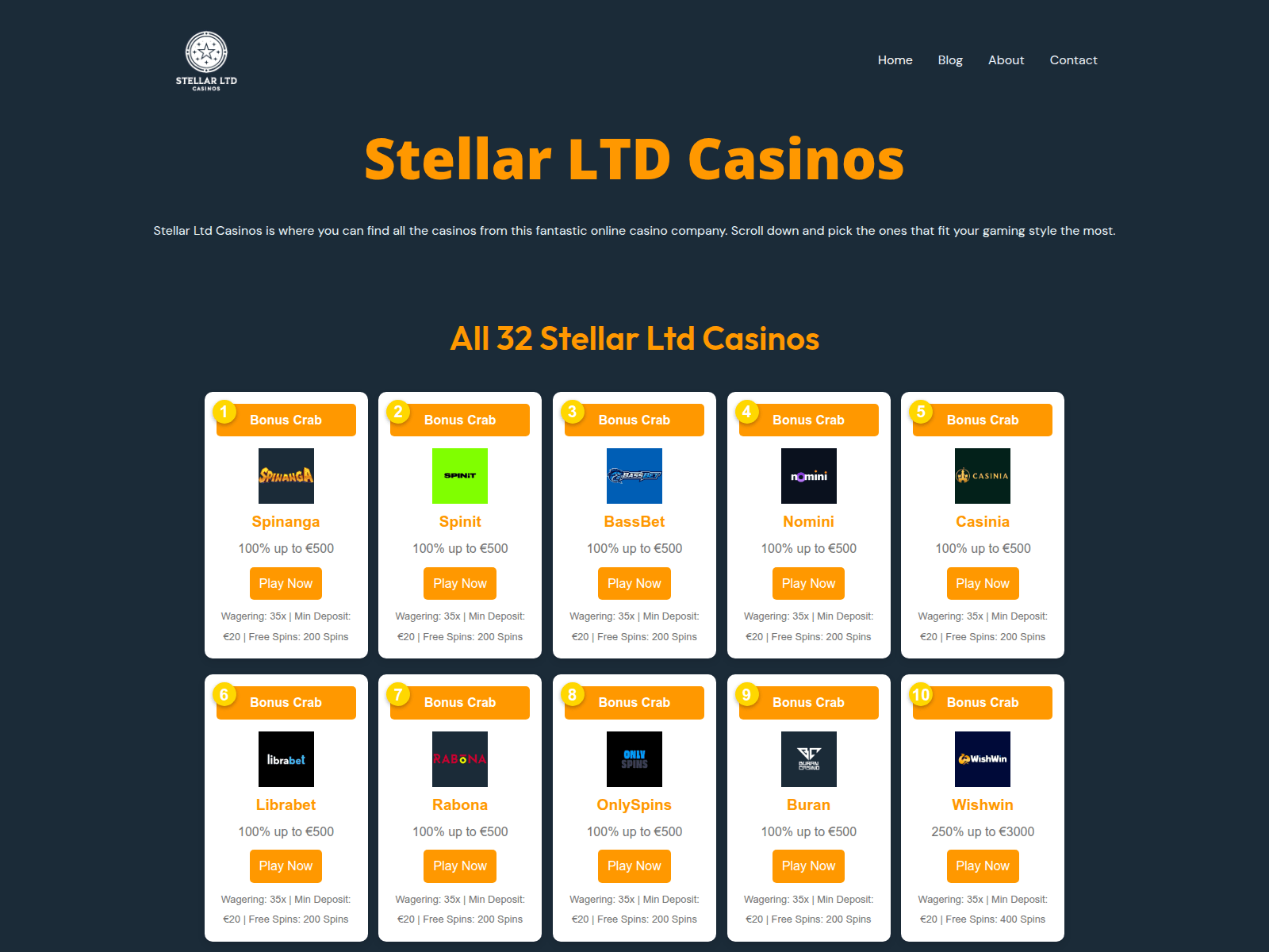 Screenshot of stellar-casinos.com