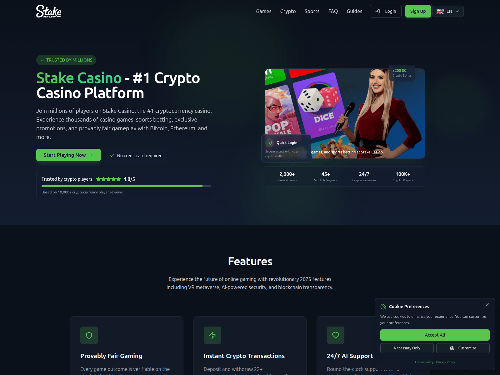 Screenshot of stakecasino.com