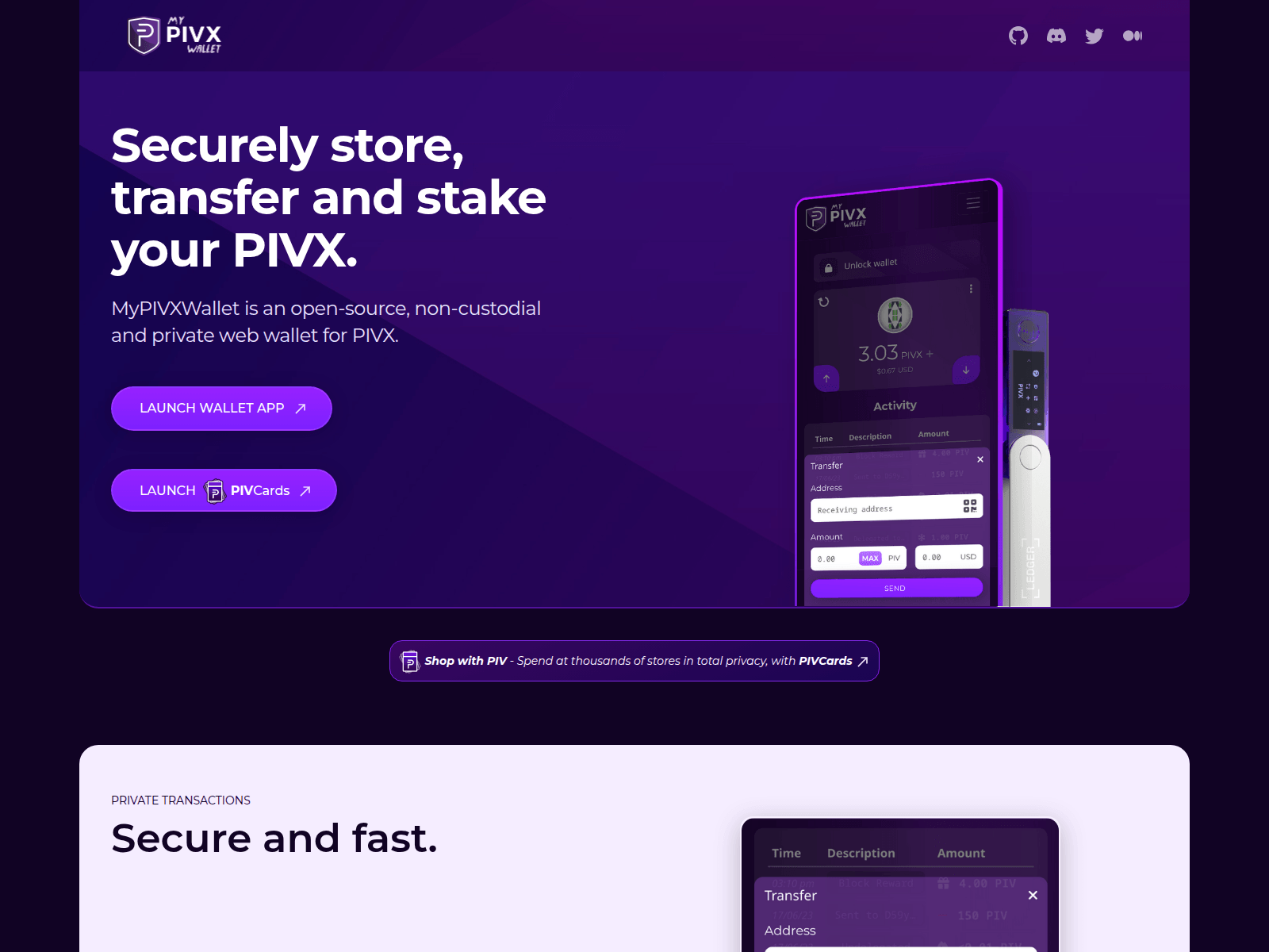 Screenshot of mypivxwallet.org