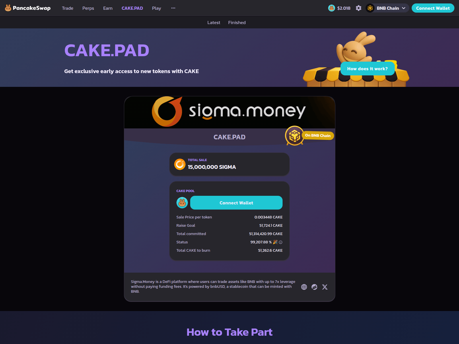 Screenshot of pancakeswap-cakepad.com
