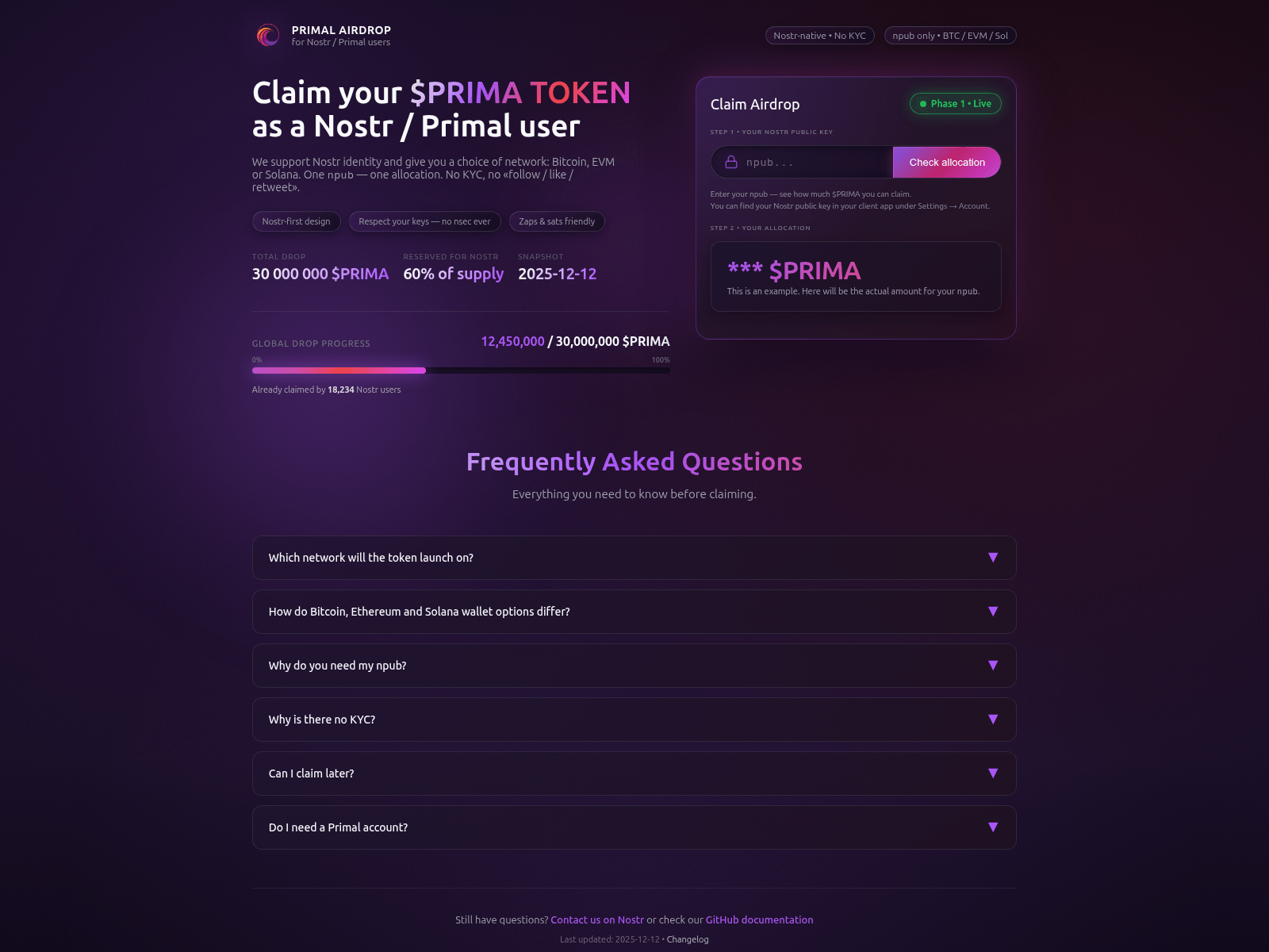 Screenshot of primaldrop.org