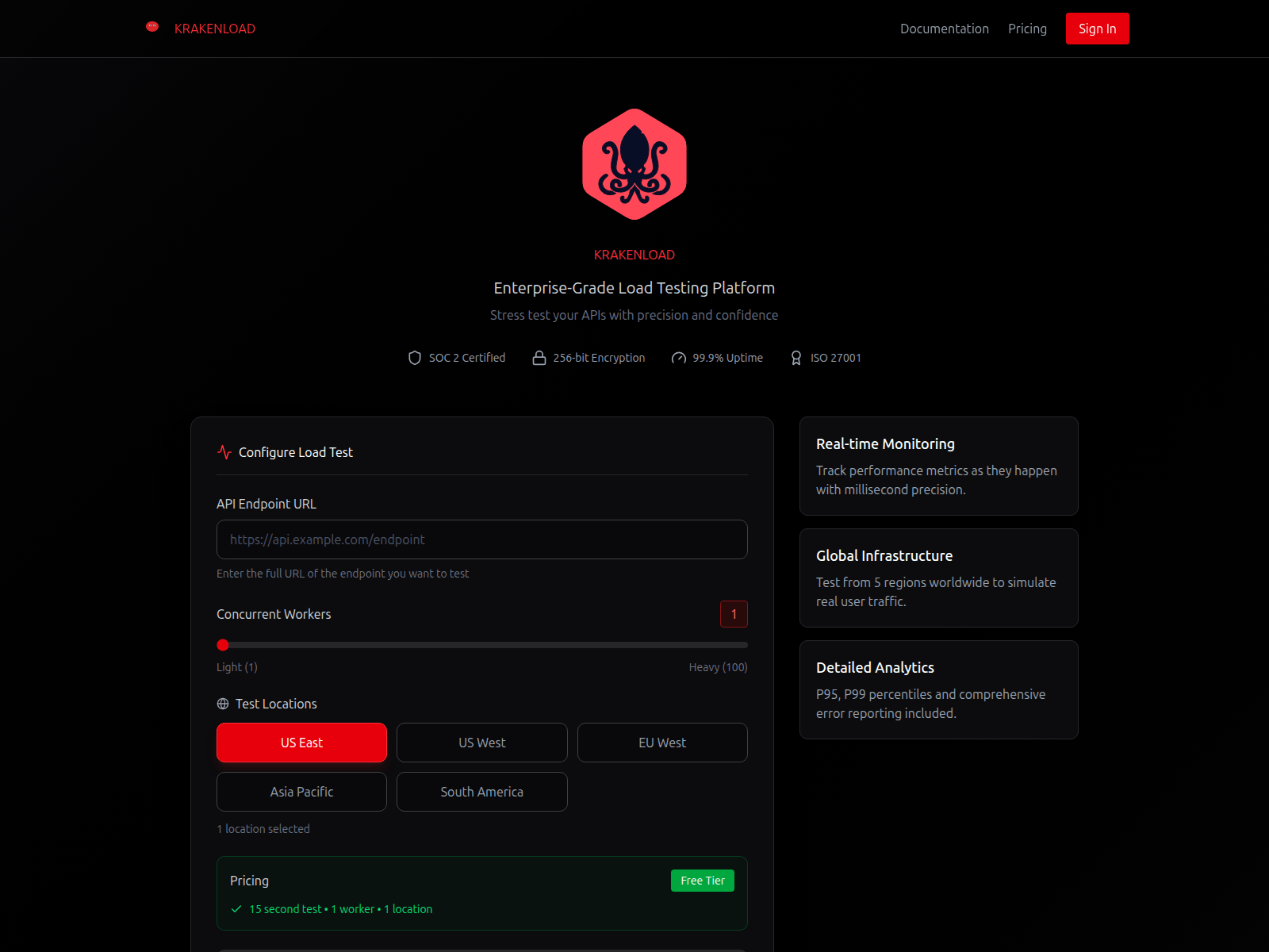 Screenshot of krakenload.app