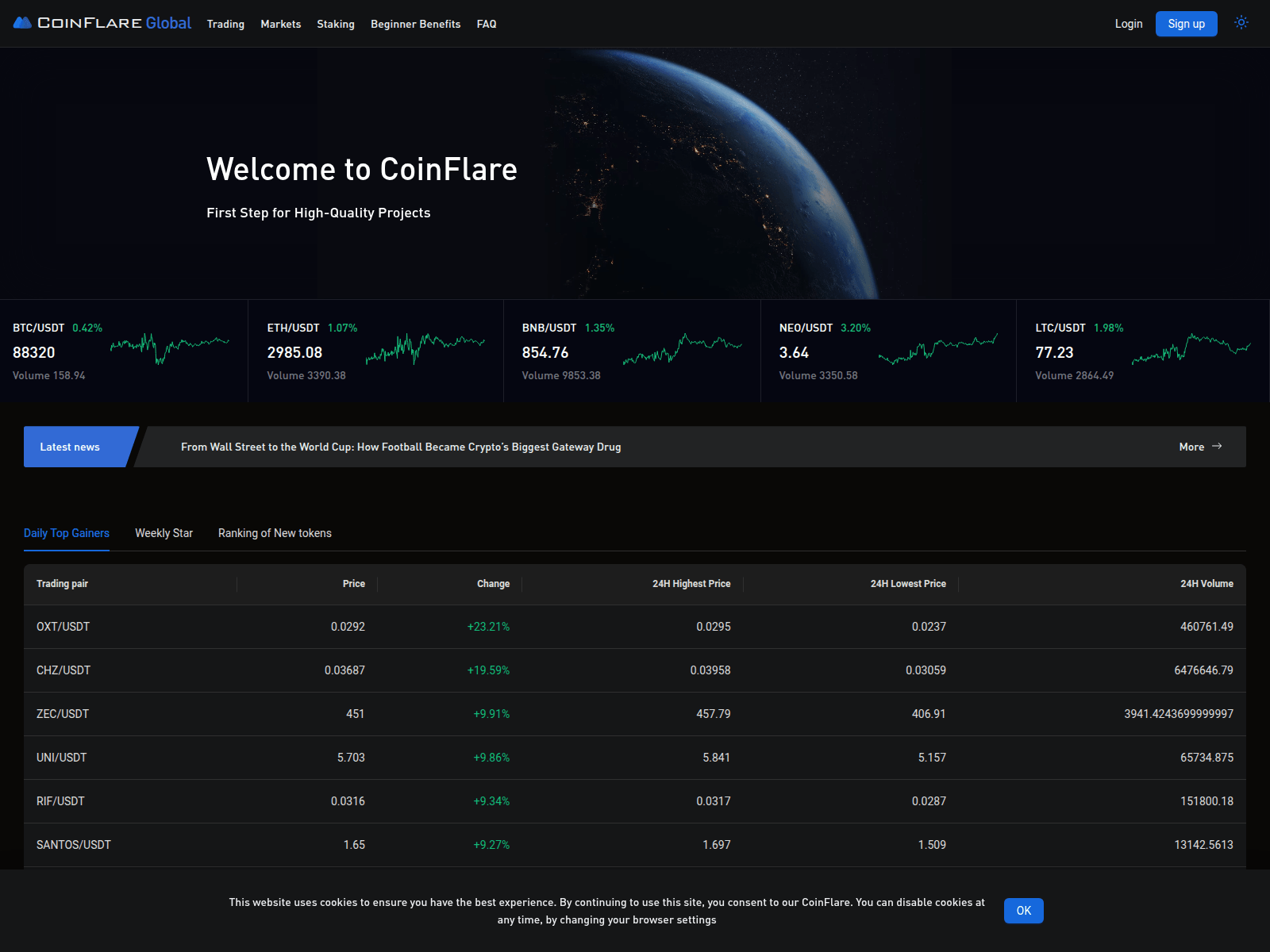 Screenshot of coinflare.global