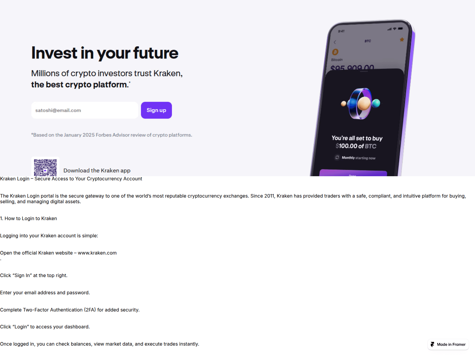 Screenshot of kraakenn-login.framer.media