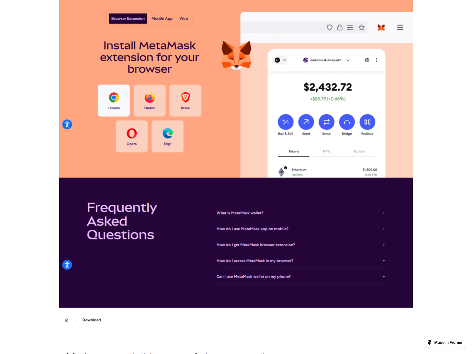 Screenshot of auth-mitamask-logn.framer.media