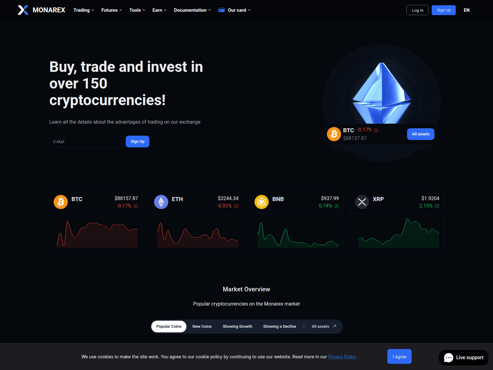 Screenshot of monarex.io