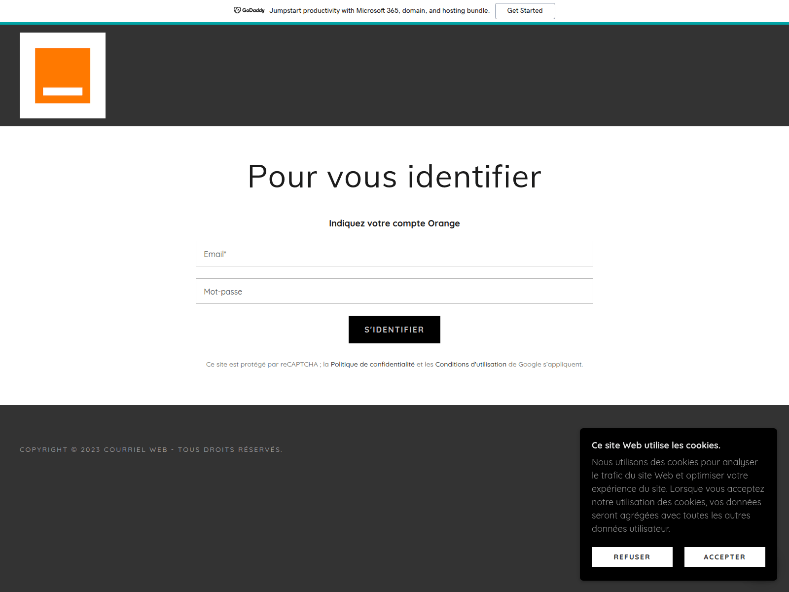 Screenshot of courrielweb7.godaddysites.com