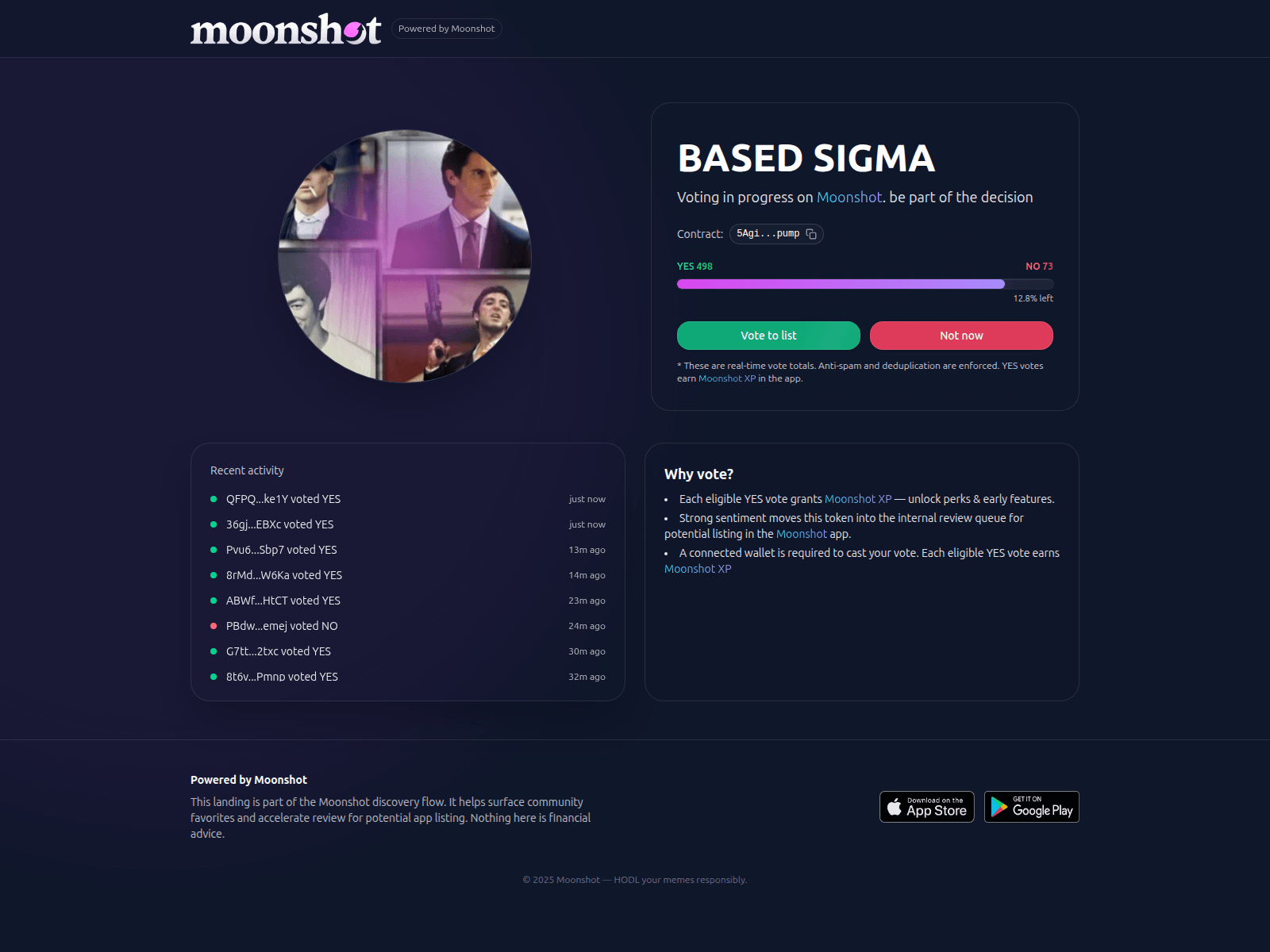 Screenshot of vote-memecoins.com
