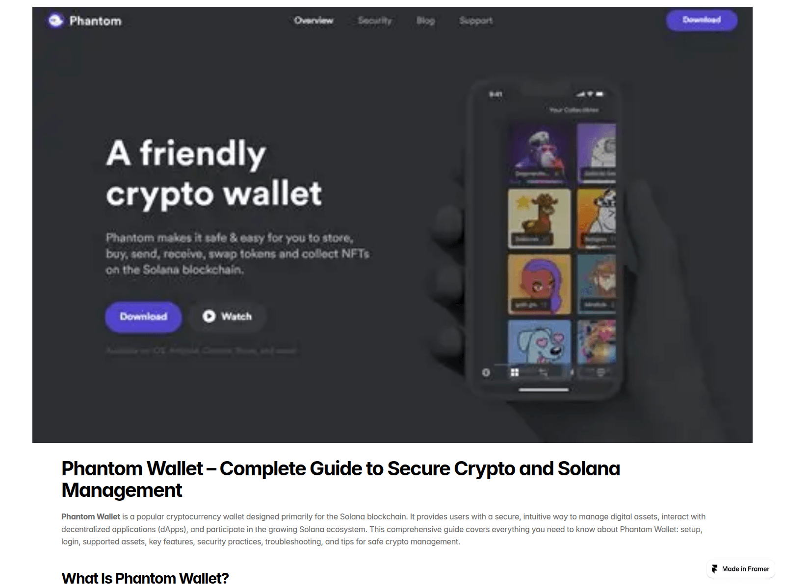 Screenshot of phantom-wailet.framer.media