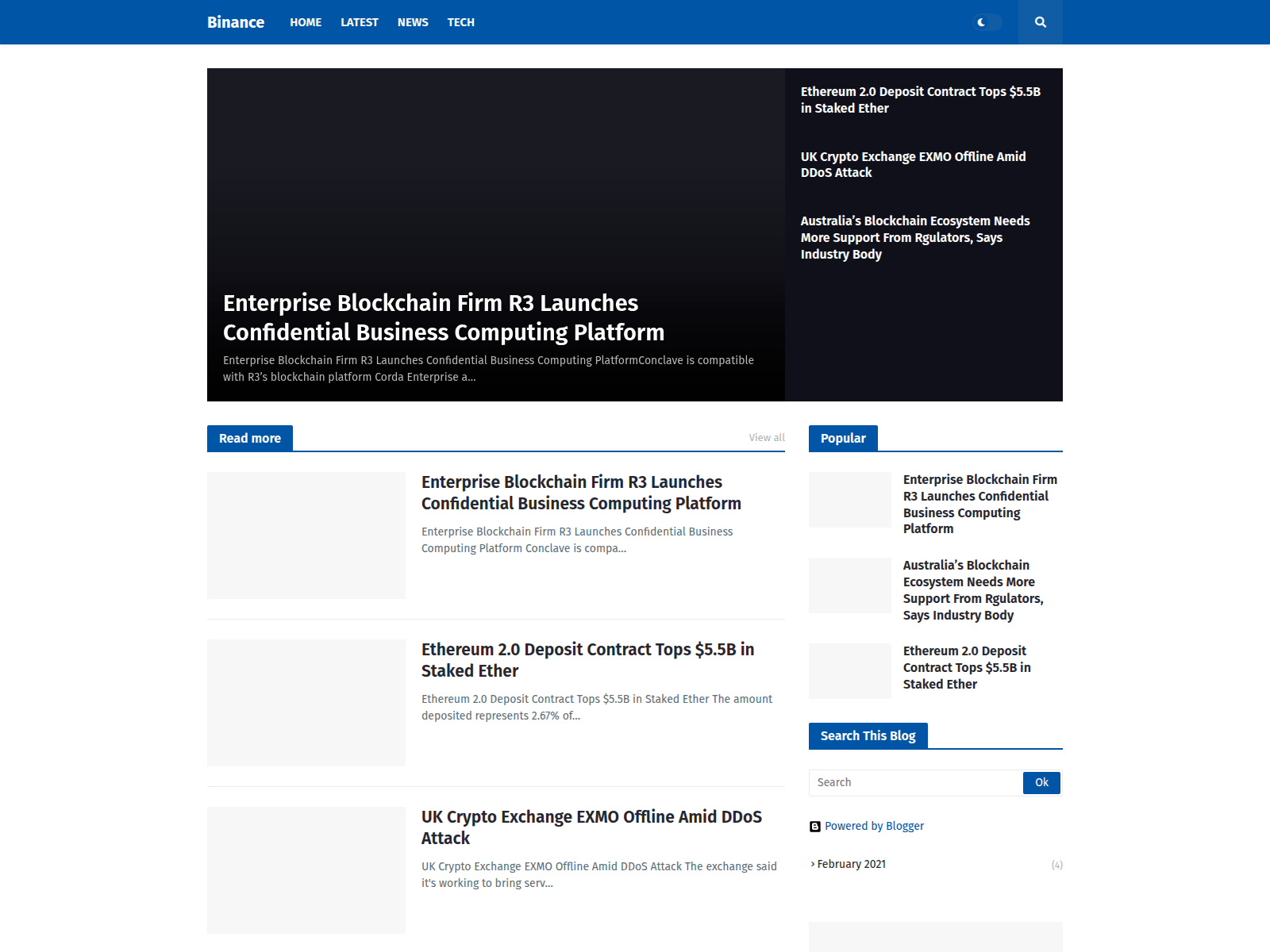 Screenshot of binance-news.blogspot.com