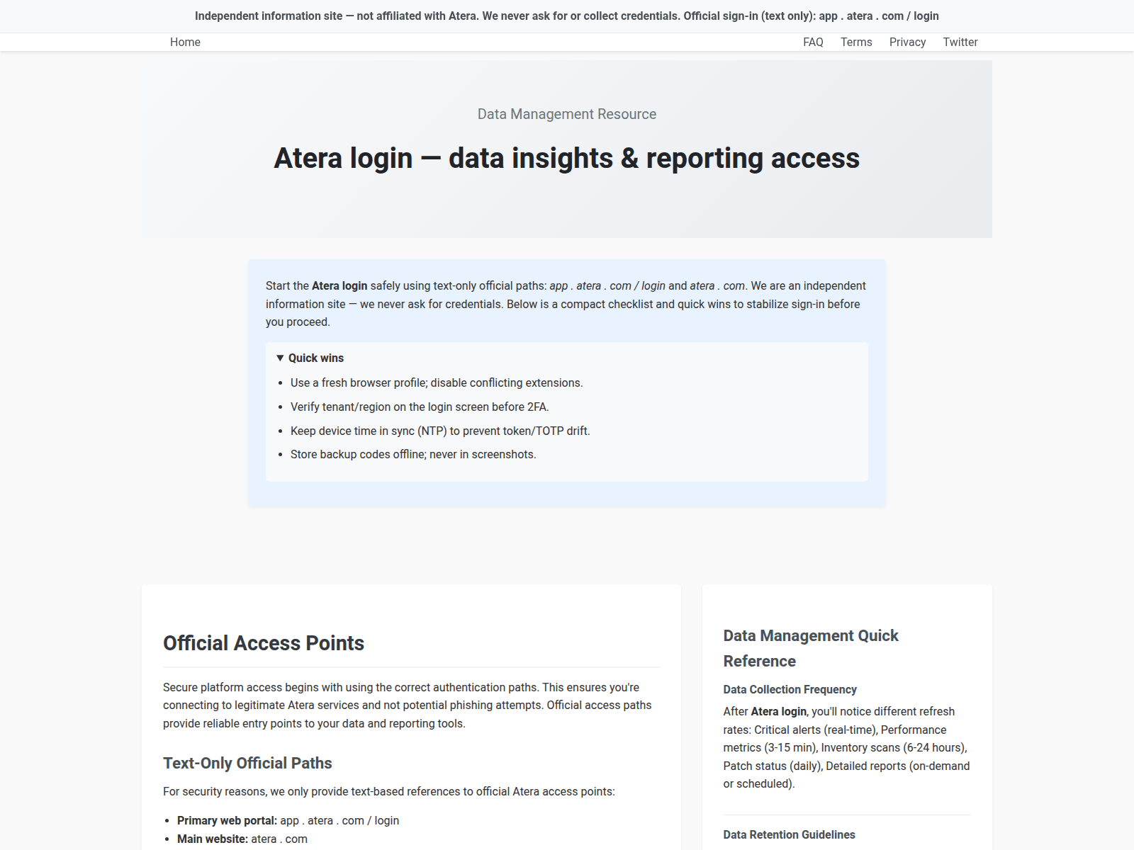 Screenshot of ateradata.com