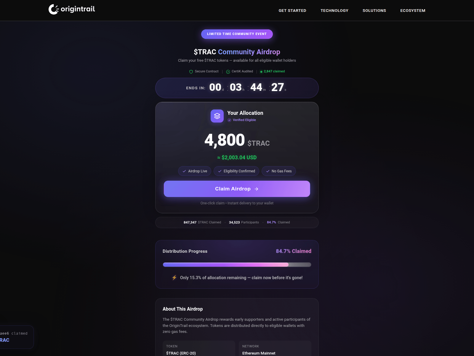 Screenshot of app-origintrail.com