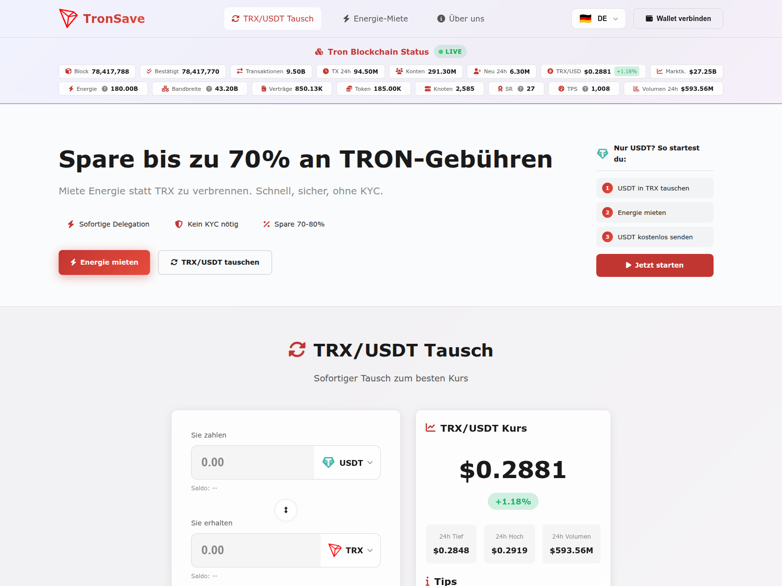 Screenshot of tronsave.net