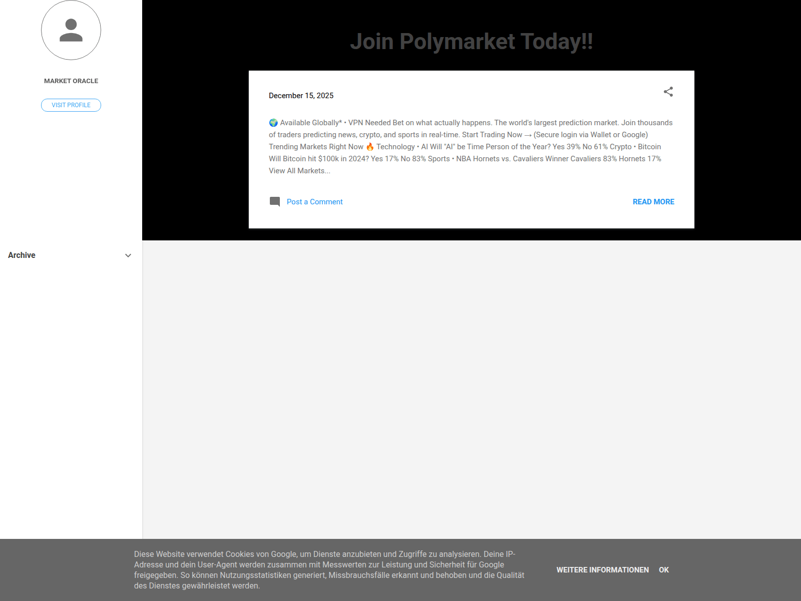 Screenshot of premarketoracle.blogspot.com