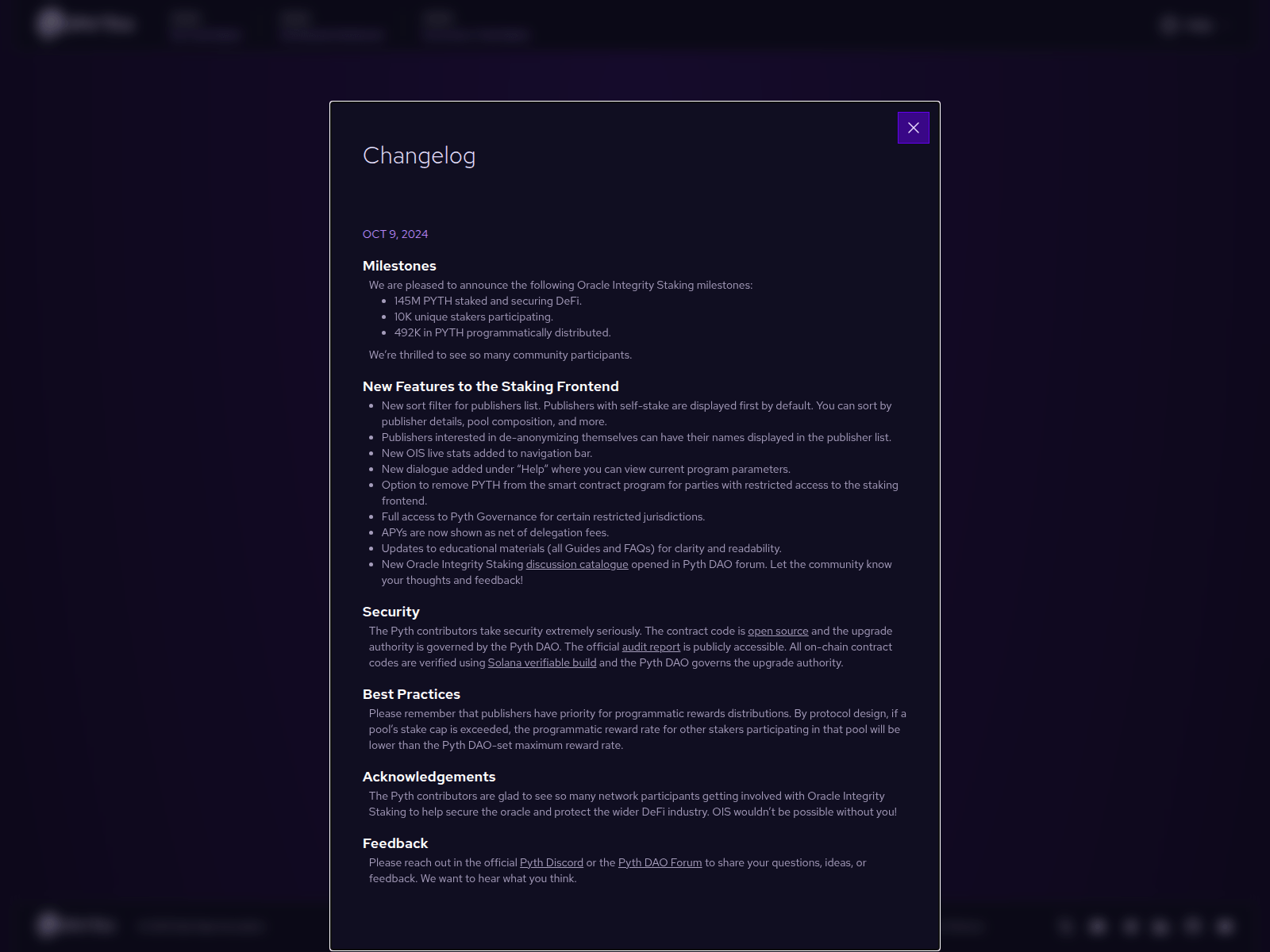 Screenshot of staking-pyth-network.vercel.app