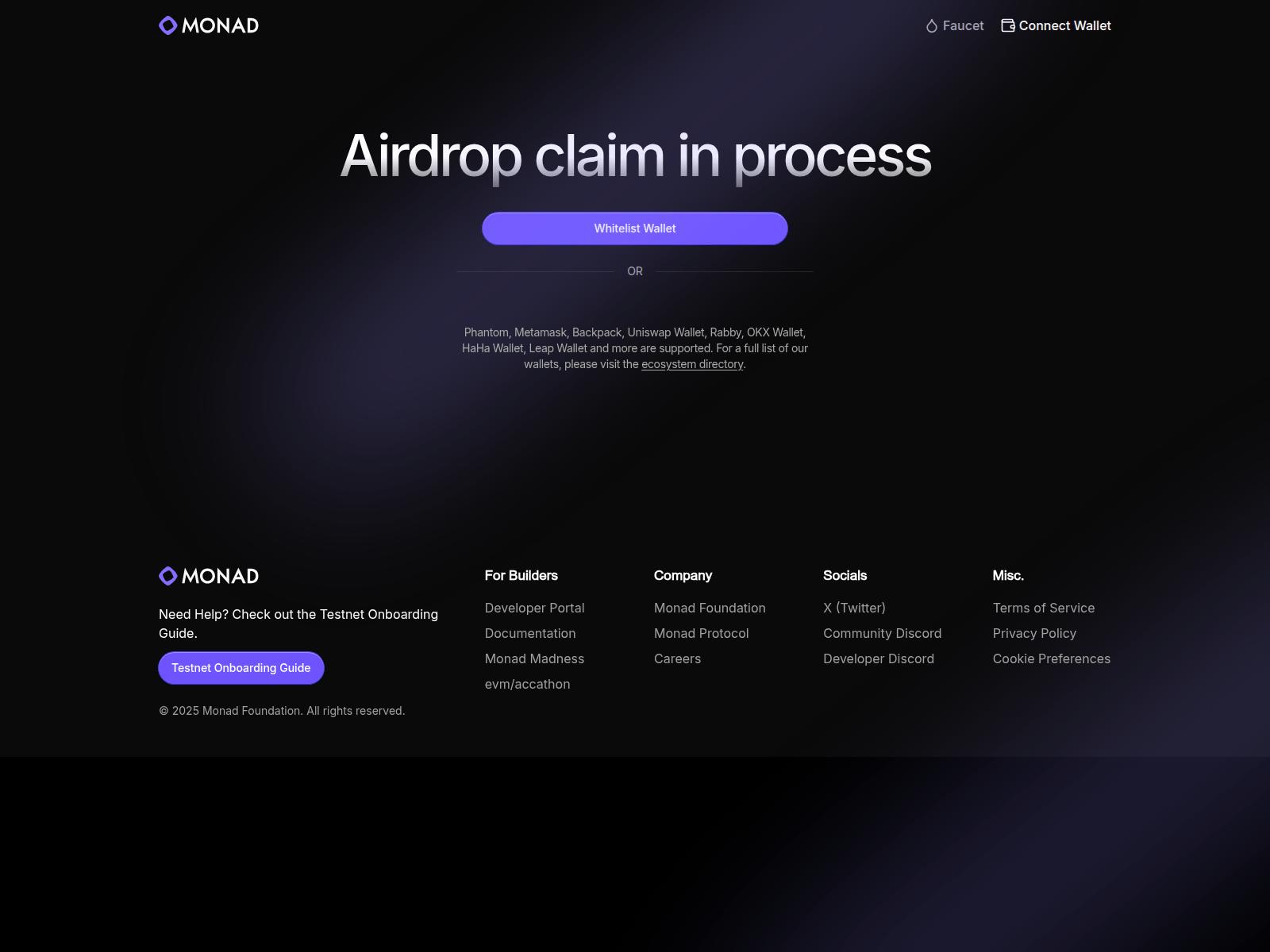 Screenshot of monad-whitelist.org