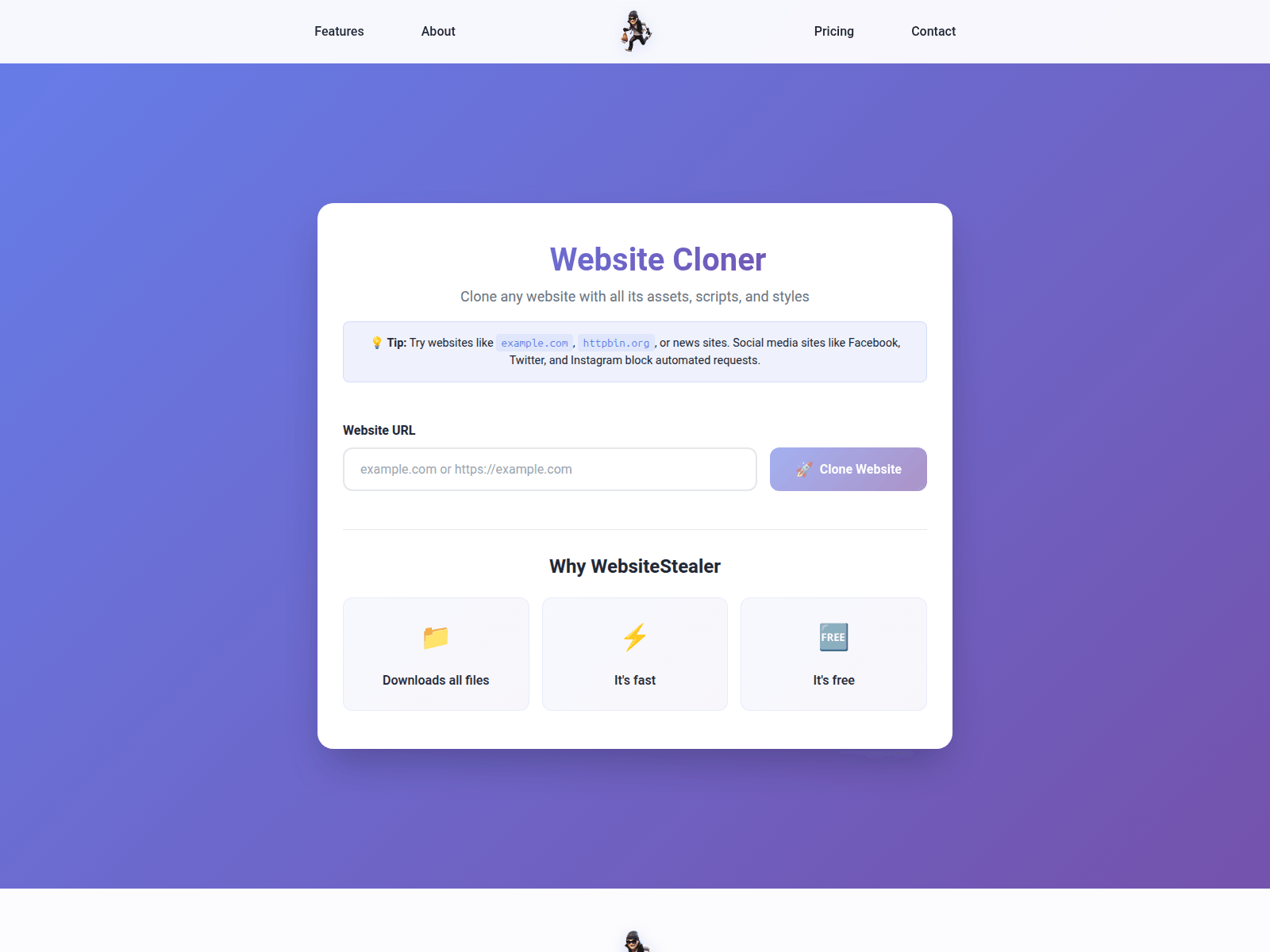 Screenshot of websitestealer.pages.dev