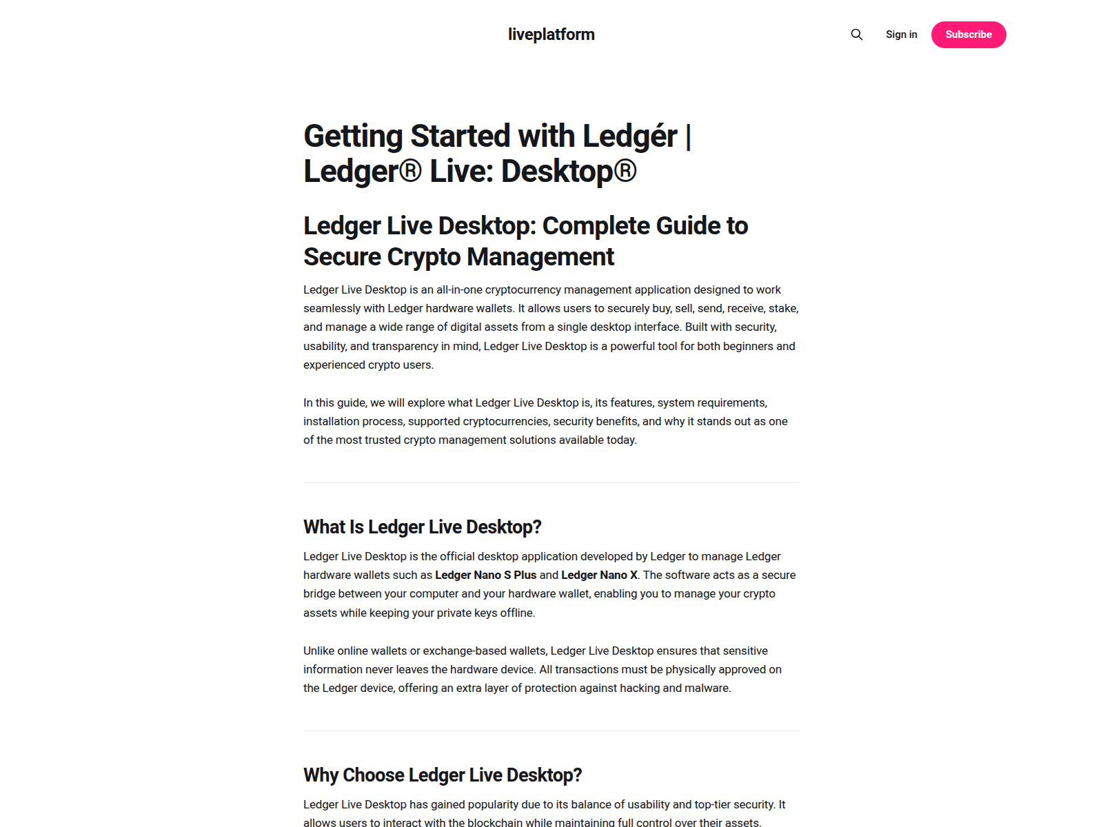 Screenshot of liveplatform.ghost.io/en-desktop