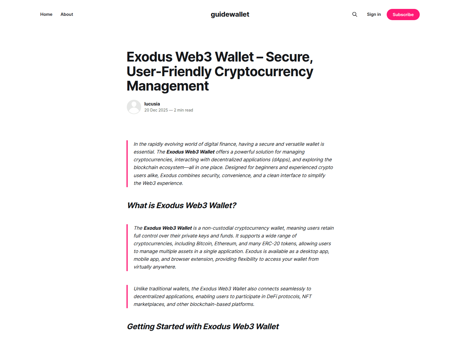 Screenshot of guidewallet.ghost.io/ledger-live-app