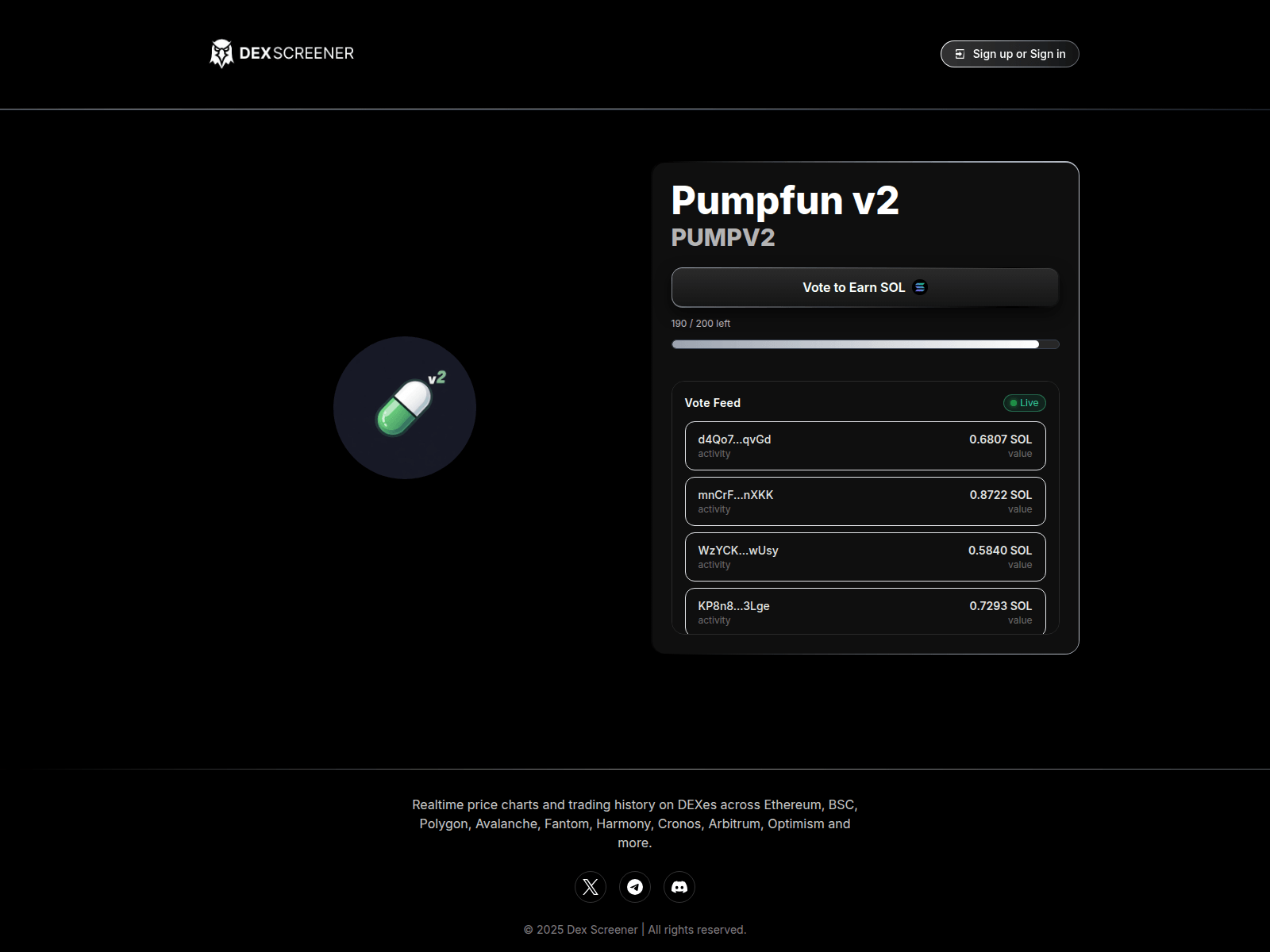 Screenshot of dexvote.sbs/pumpv2
