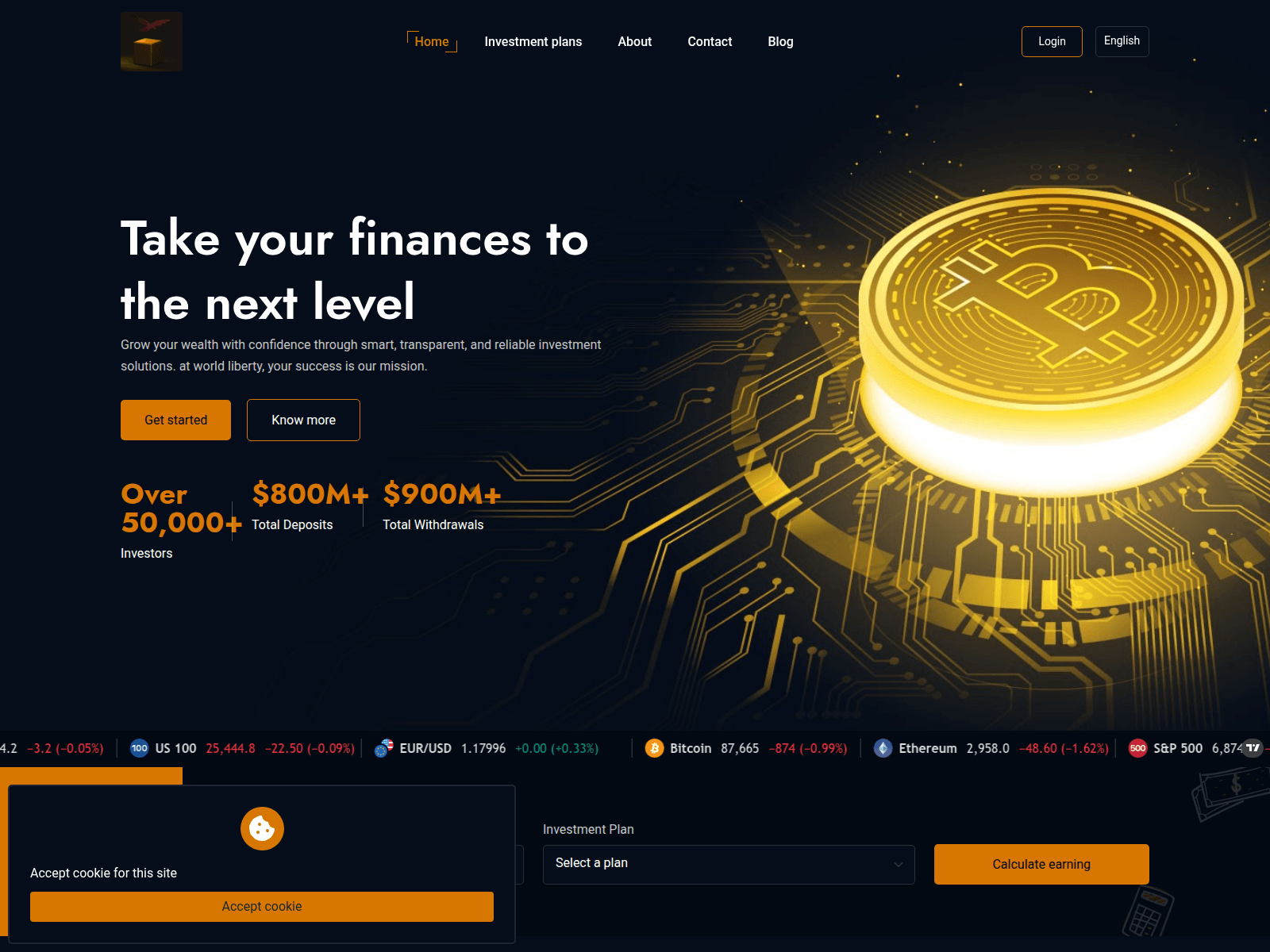 Screenshot of worldlibertyfinancialinvestments.com