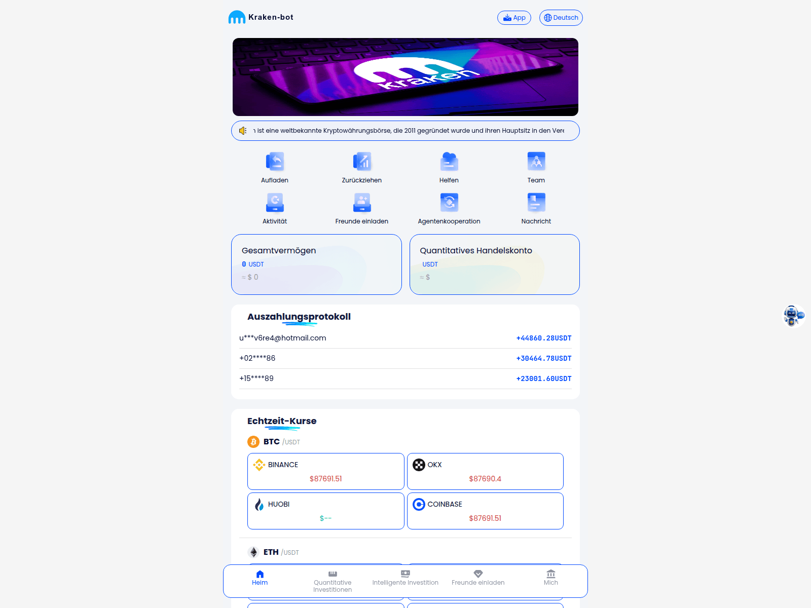 Screenshot of krakenplatform.one