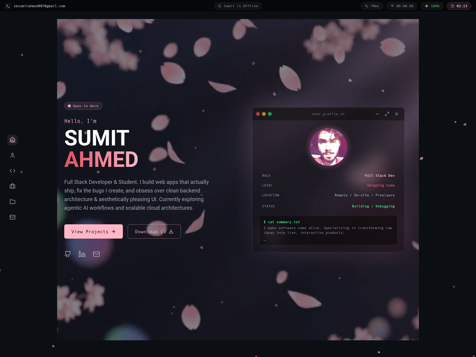 Screenshot of sumitahmed.github.io