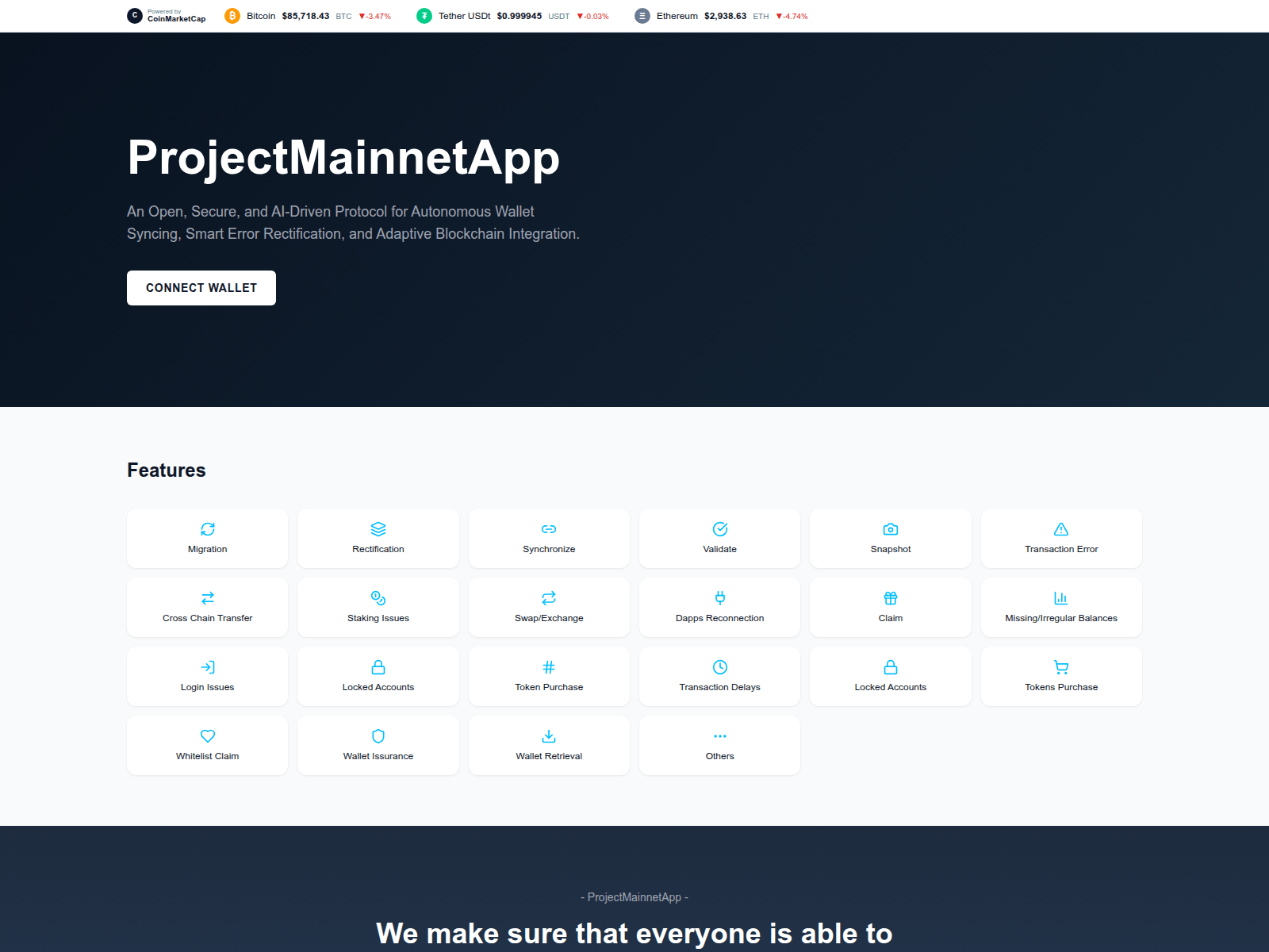 Screenshot of project-mainet.com