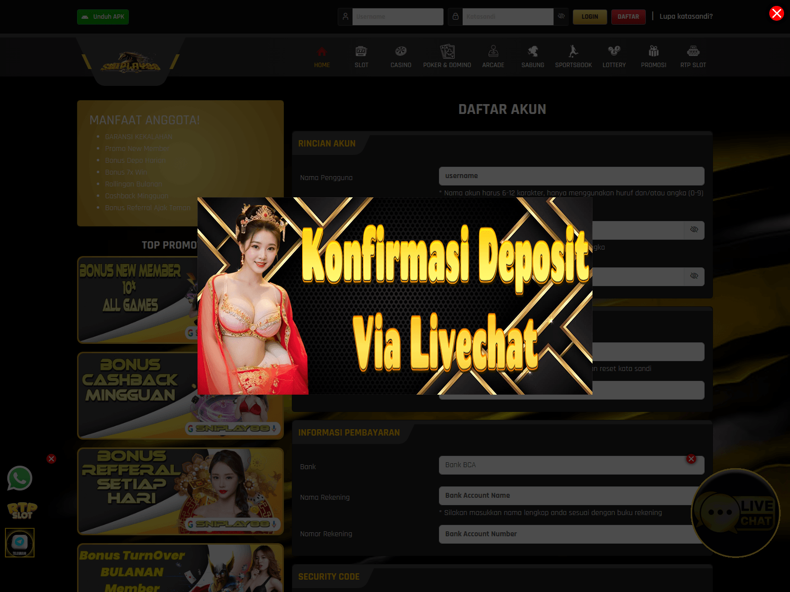 Screenshot of right.snitop.com/daftar