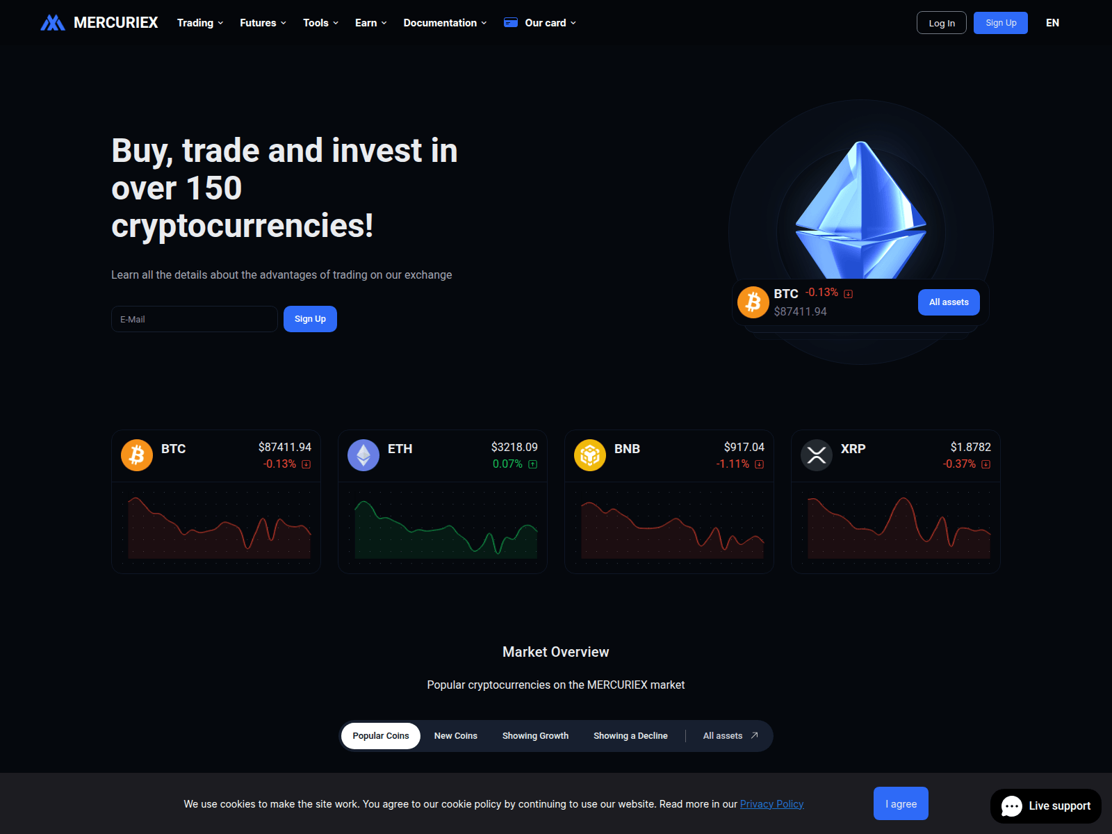 Screenshot of mercuriex.io
