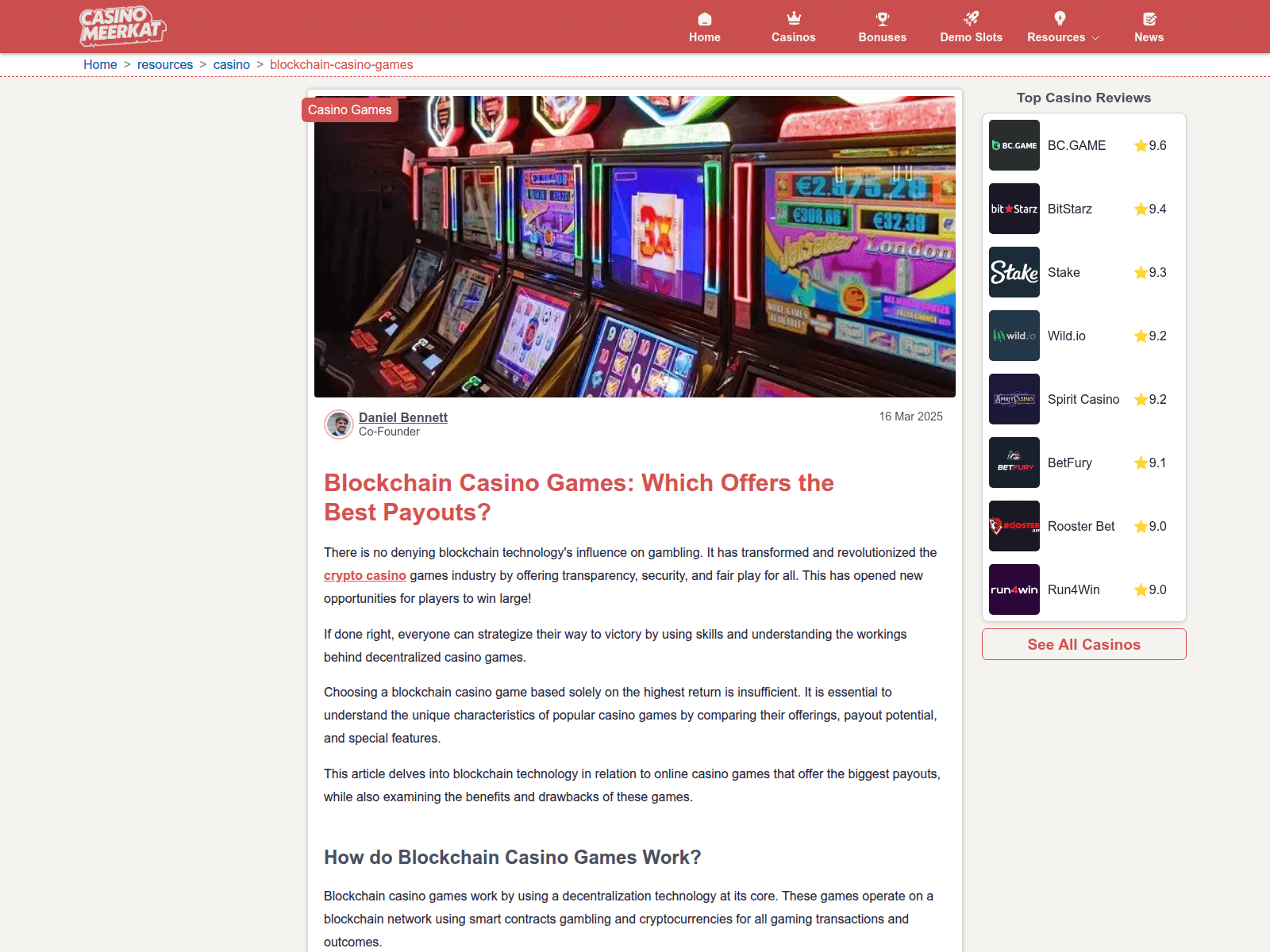 Screenshot of www.casinomeerkat.com/resources/casino/blockchain-casino-games