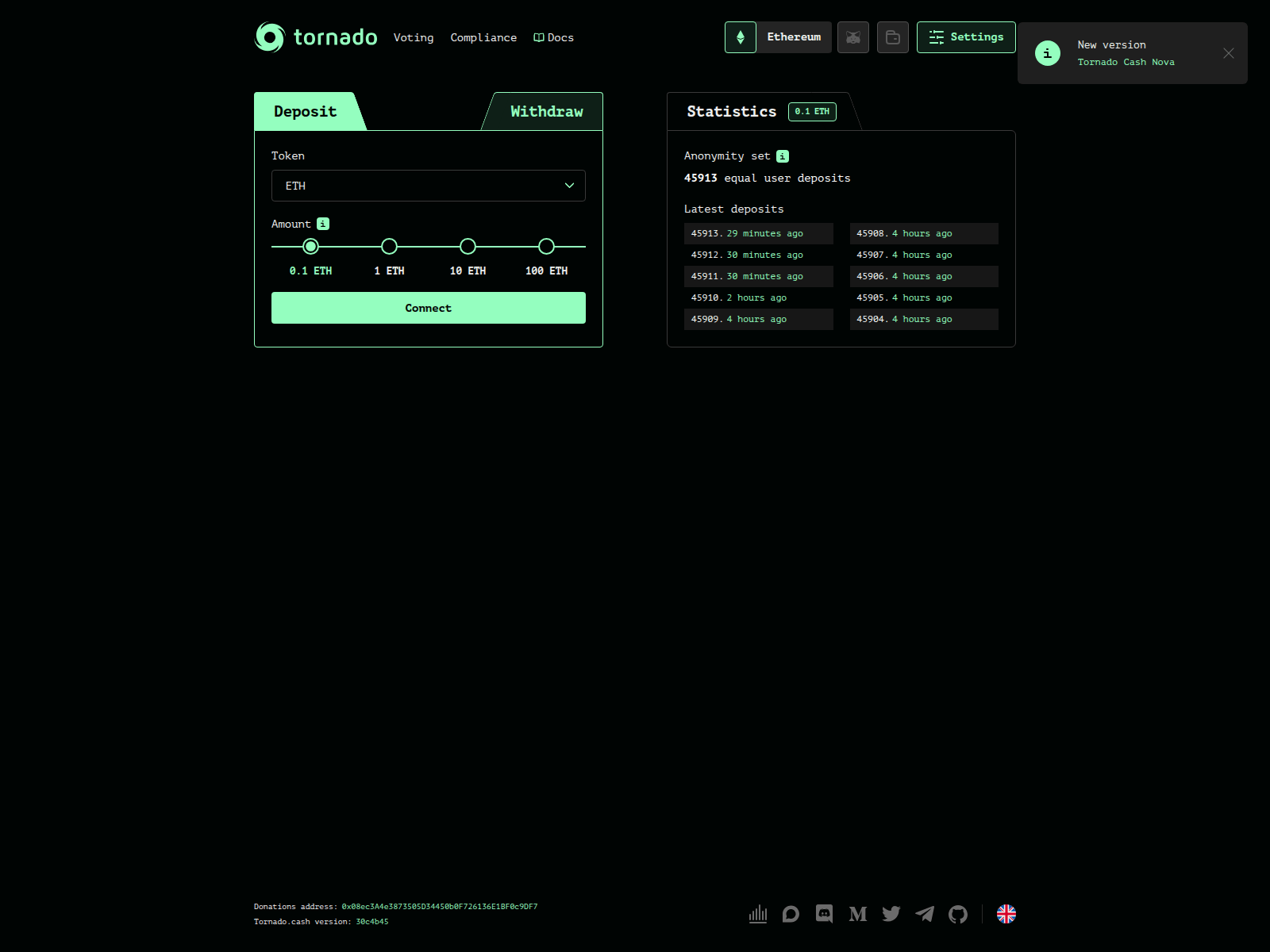 Screenshot of www.tornadocash.store