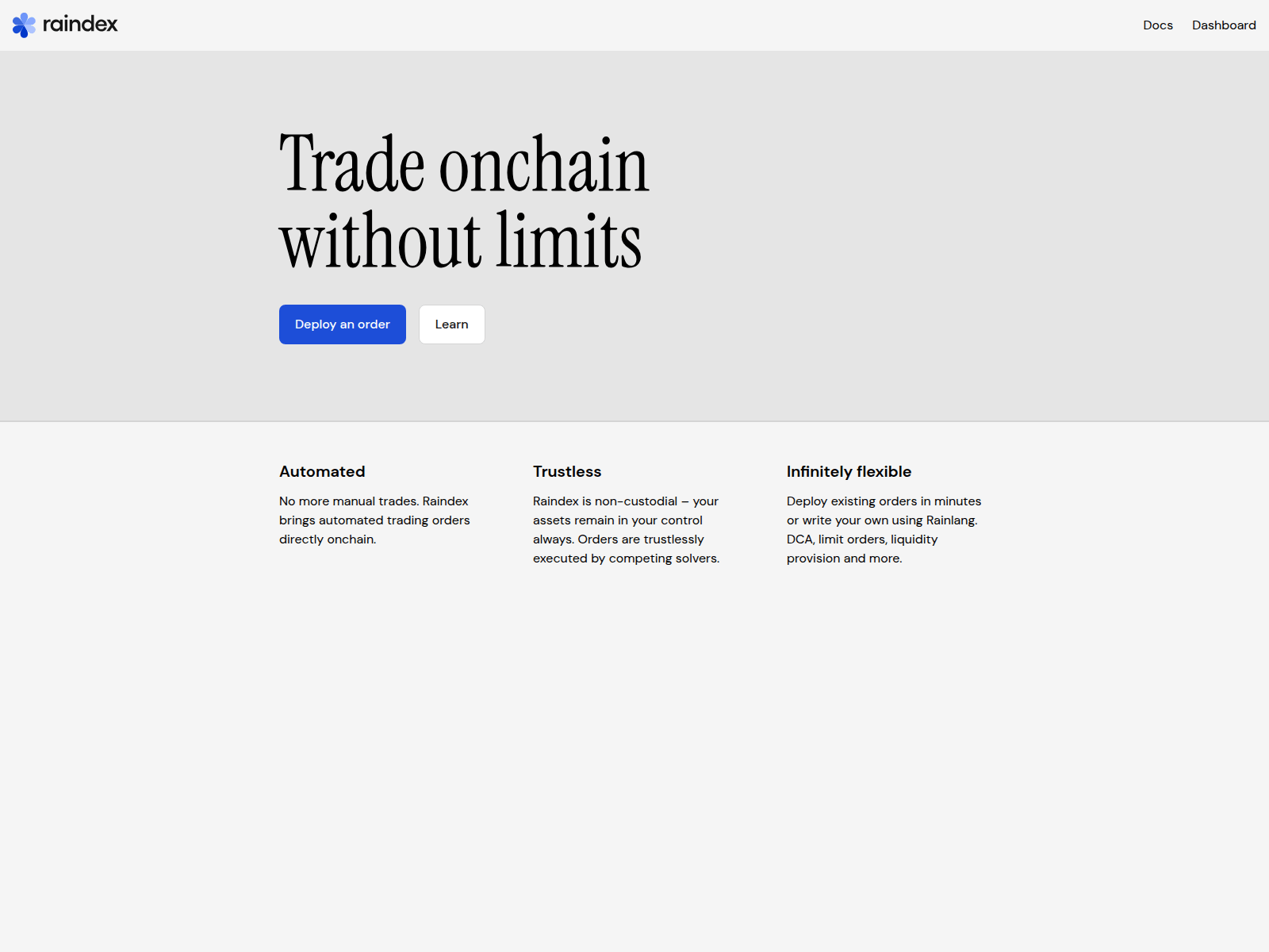 Screenshot of raindex.finance