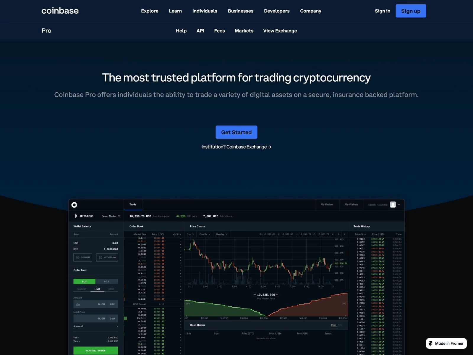 Screenshot of coinbsepro-io.framer.ai