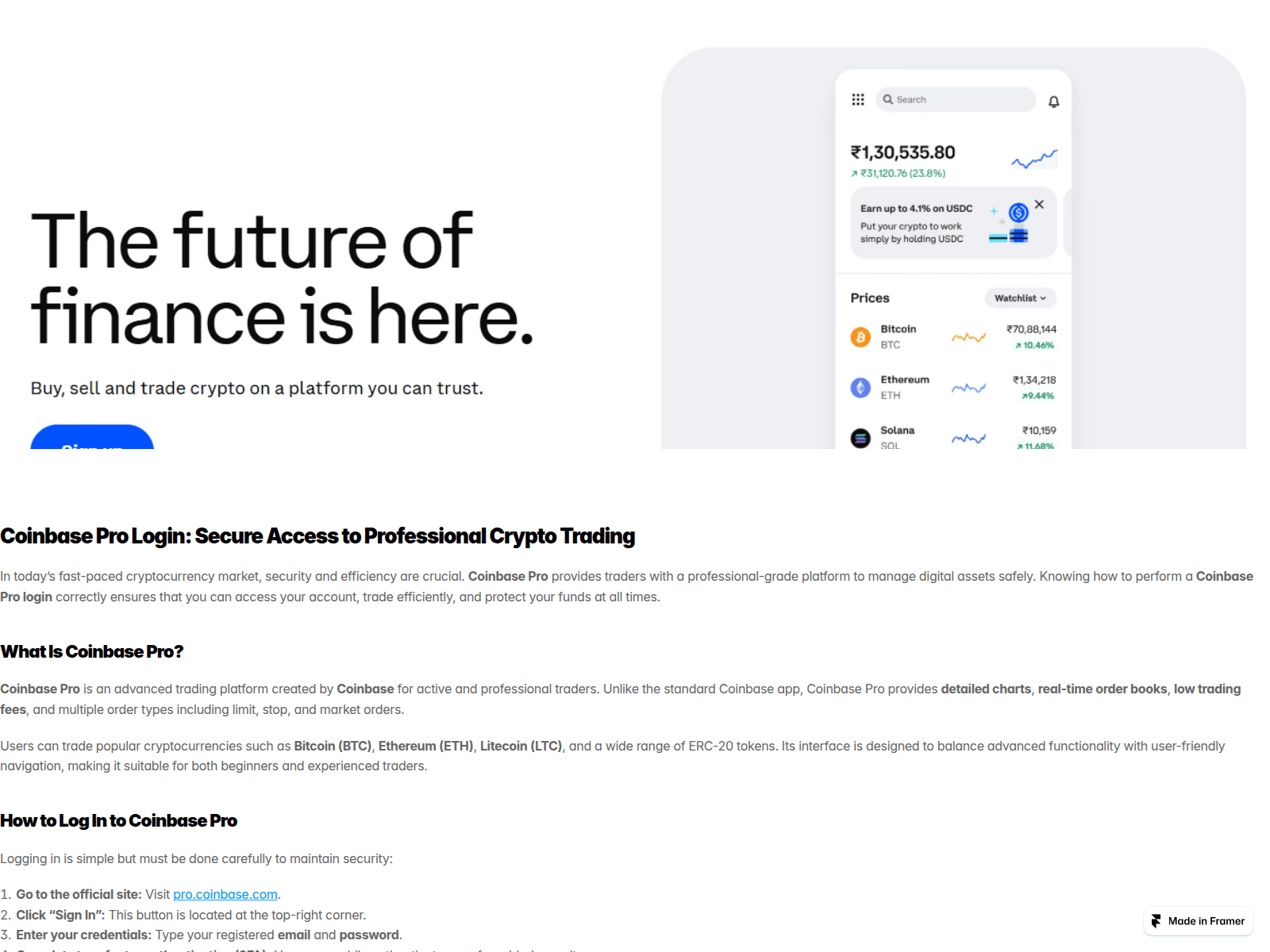 Screenshot of coinbaselogin.framer.media