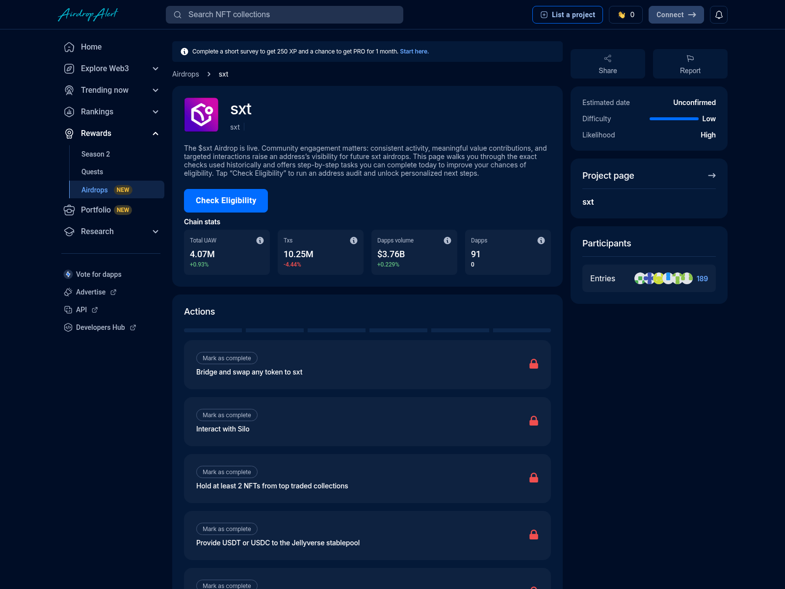 Screenshot of sxt.airdropsalert.sbs/claim