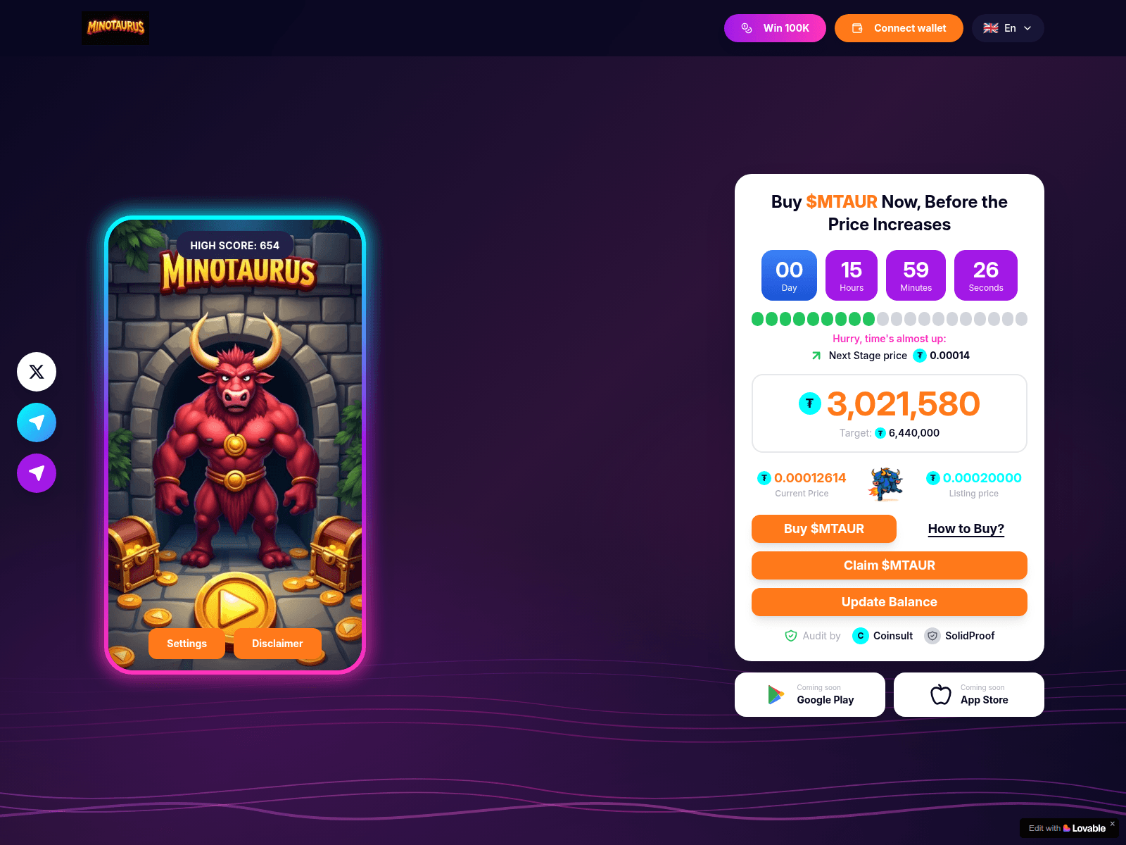 Screenshot of minotaurus-claim.xyz