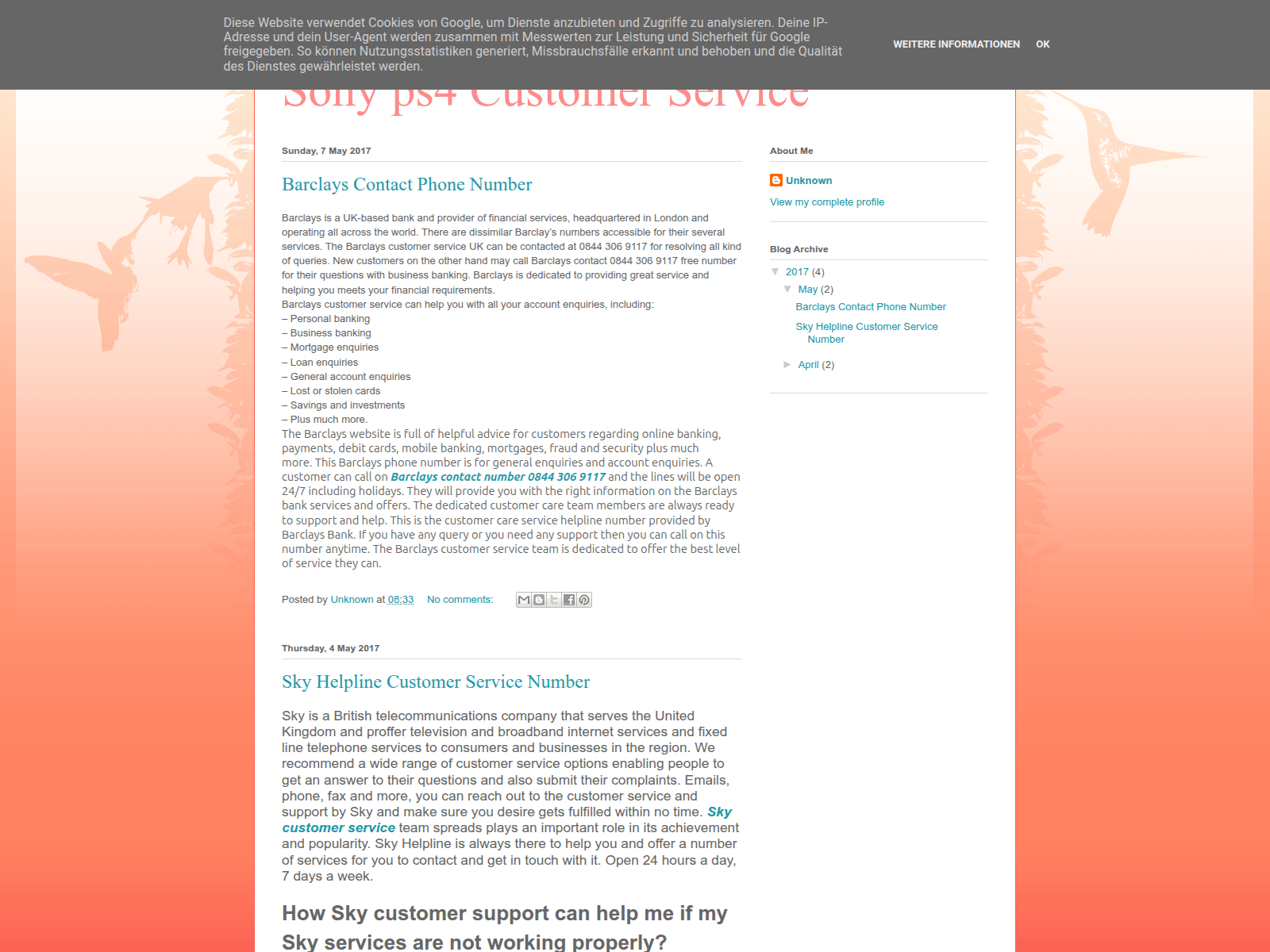 Screenshot of sonyps4customerservice.blogspot.com