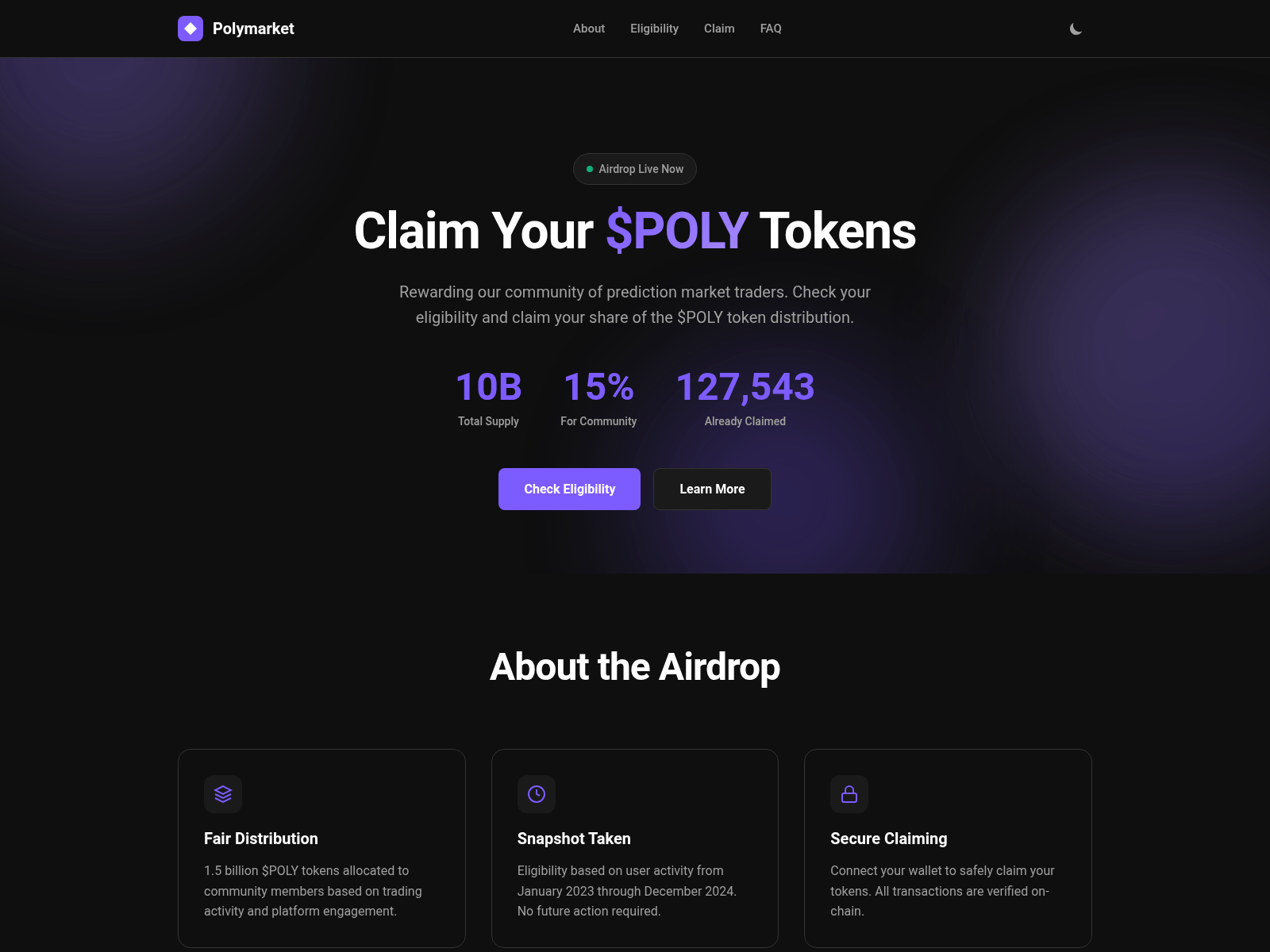 Screenshot of polymarketairdrop.cc